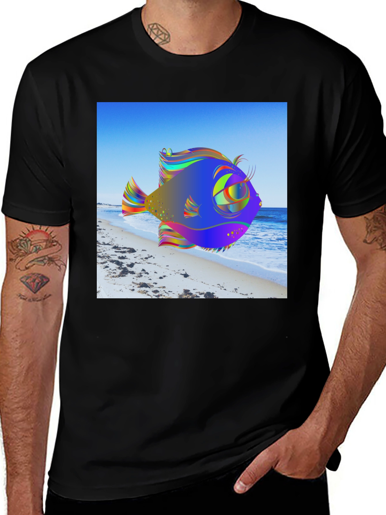 Variant 10 of Ocean Fish Graphic Tee - Unique Beach Style