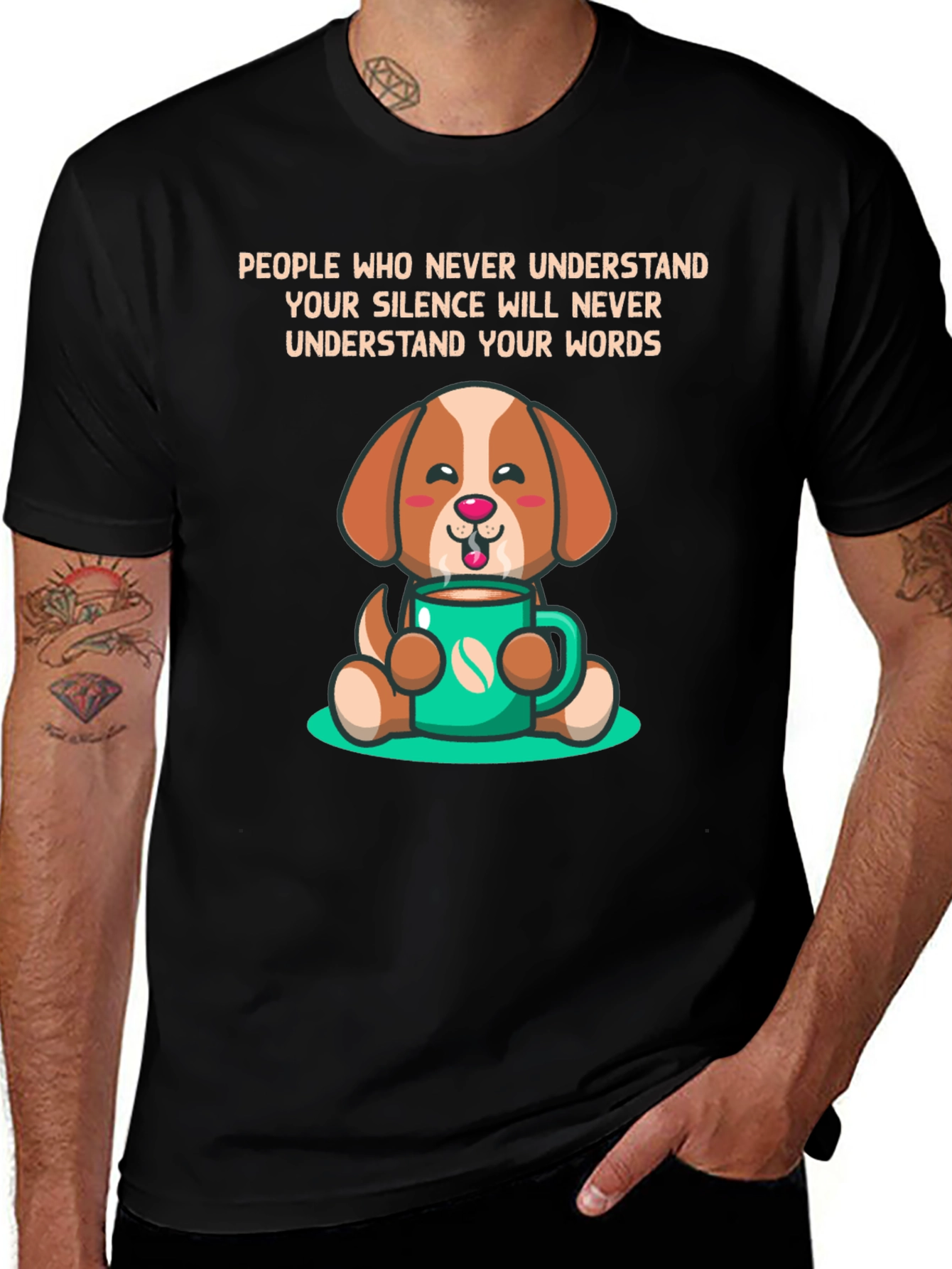 Variant 29 of Dog Lover Tee: Silence Speaks Volumes - Coffee Pup