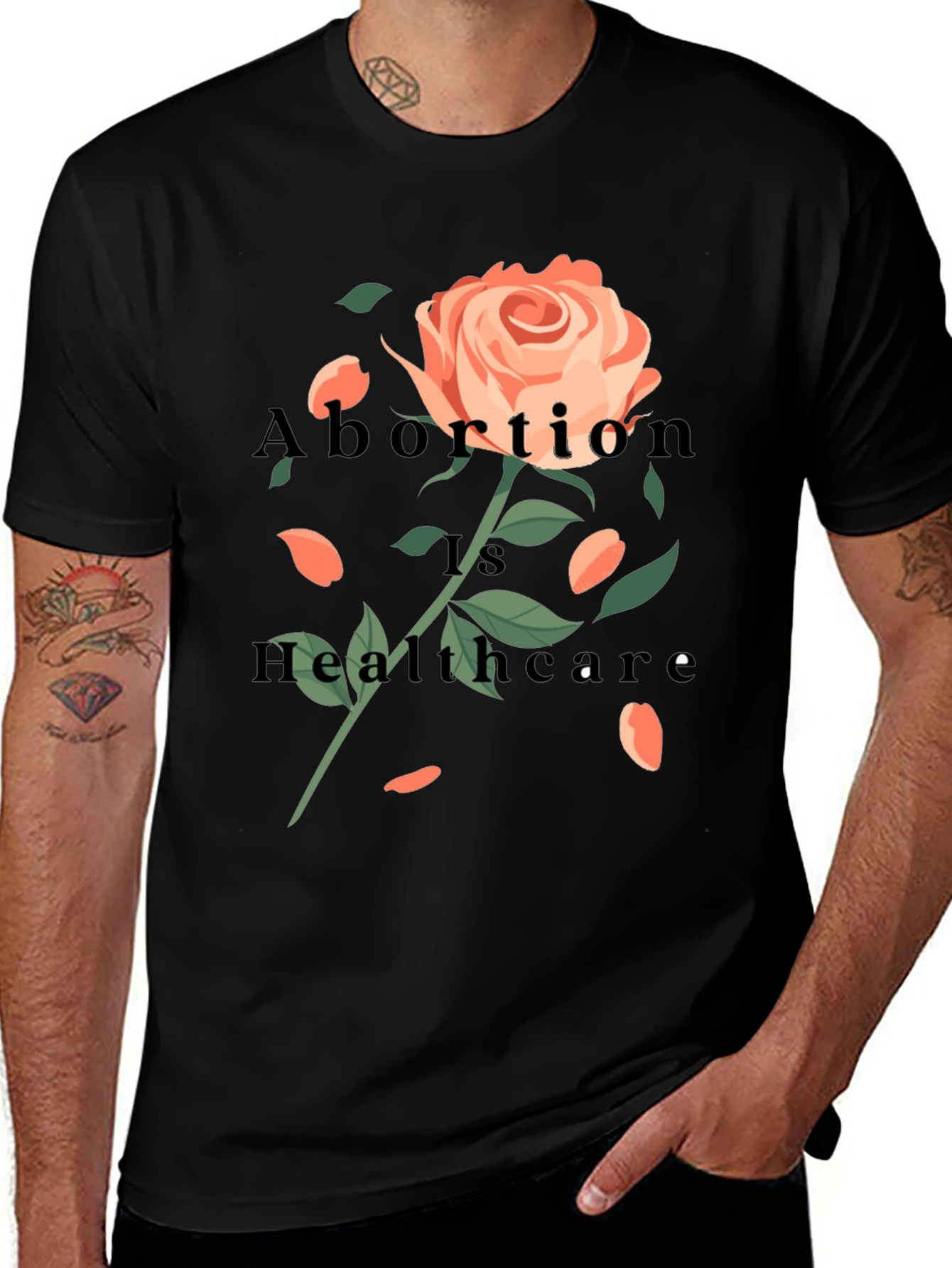 Variant 28 of Abortion is Healthcare Rose Graphic Tee