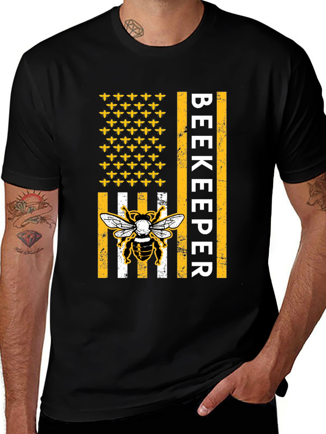Variant 29 of Beekeeper American Flag Bee T-Shirt
