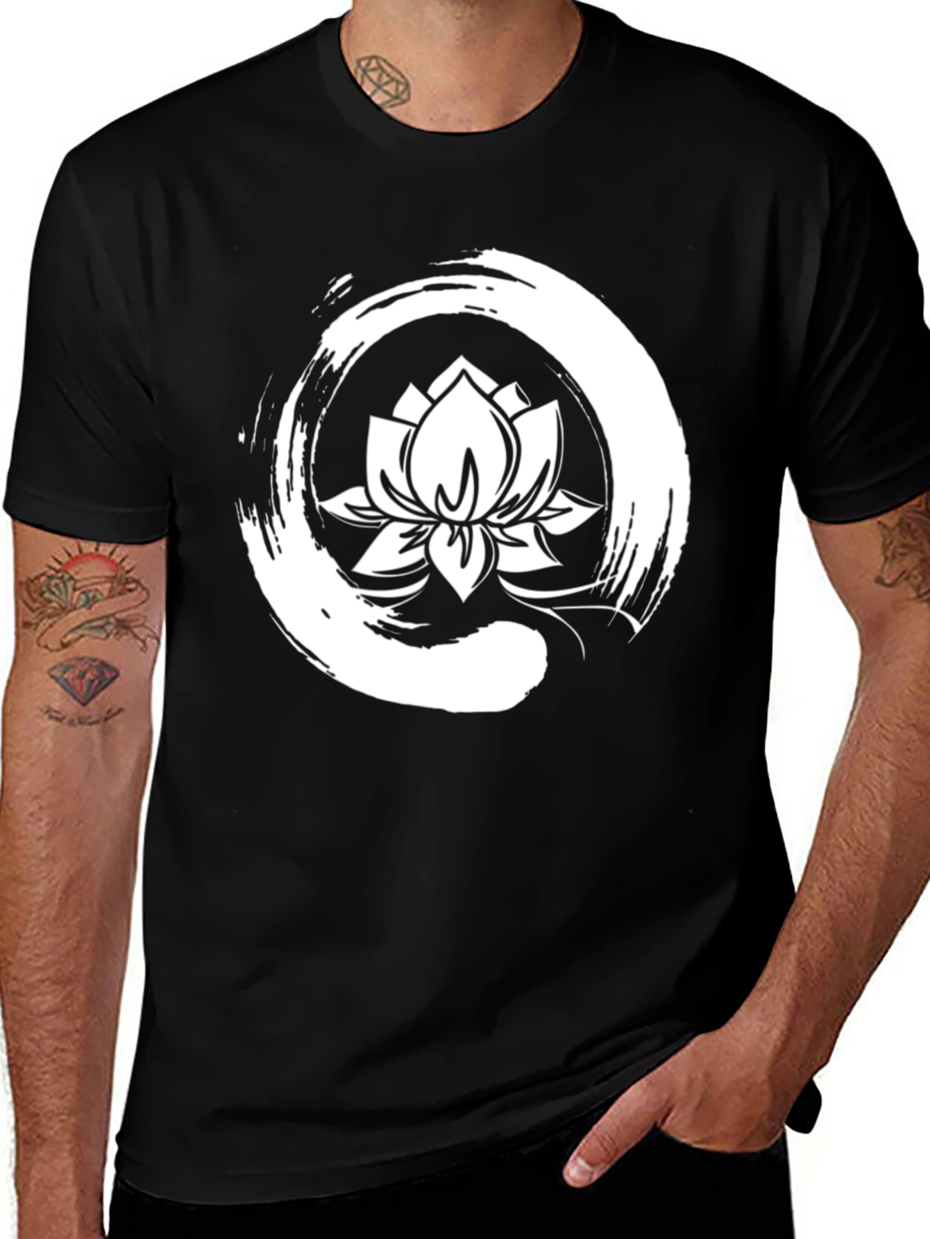 Variant 18 of Lotus Enso T-Shirt - Zen Symbol Tee