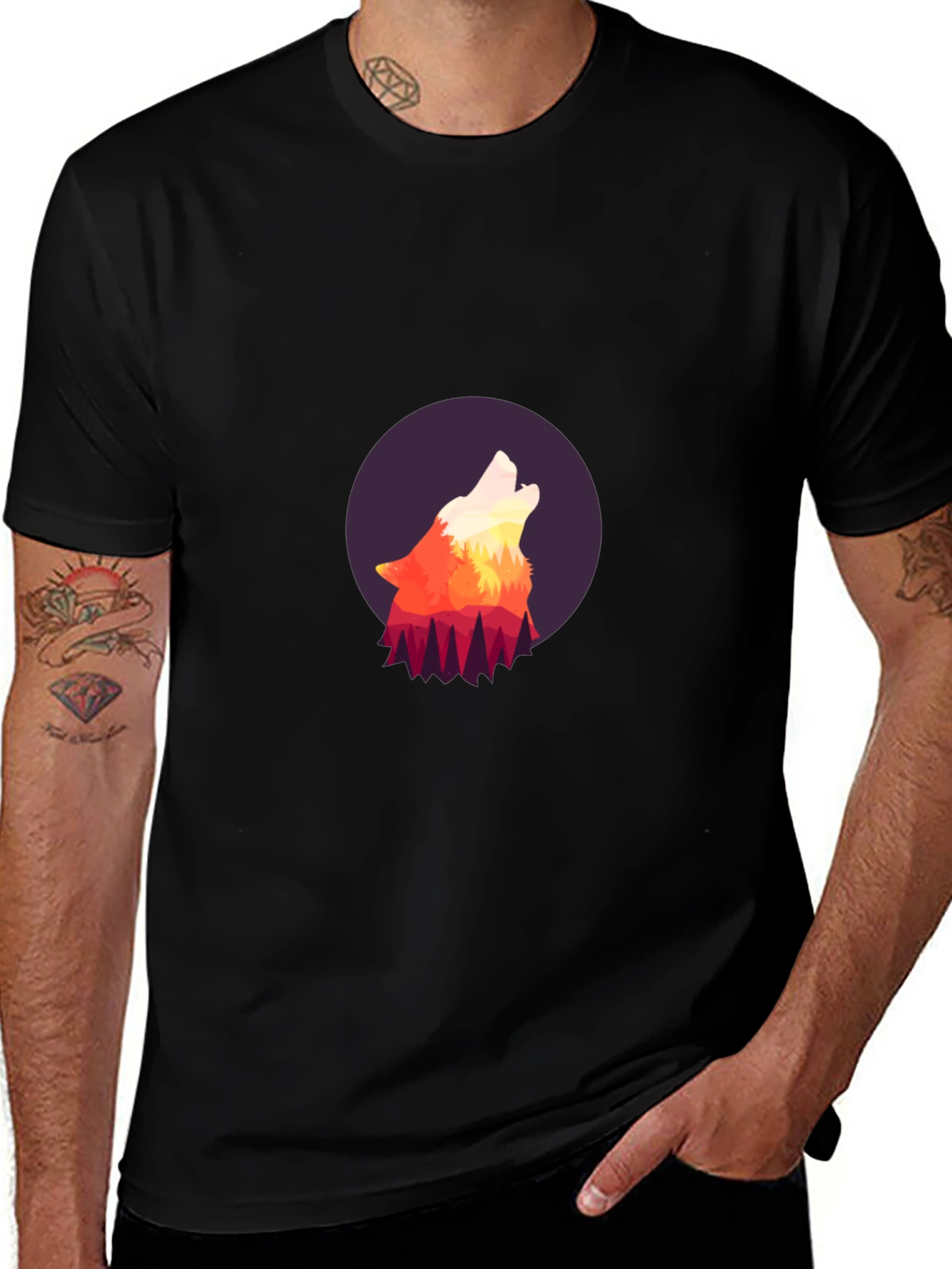 Variant 11 of Black Wolf Howl Graphic Tee