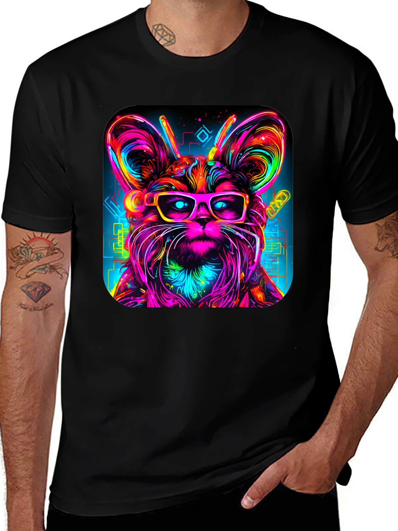 Variant 28 of Cyberpunk Rodent Graphic Tee - Unisex Black T-Shirt