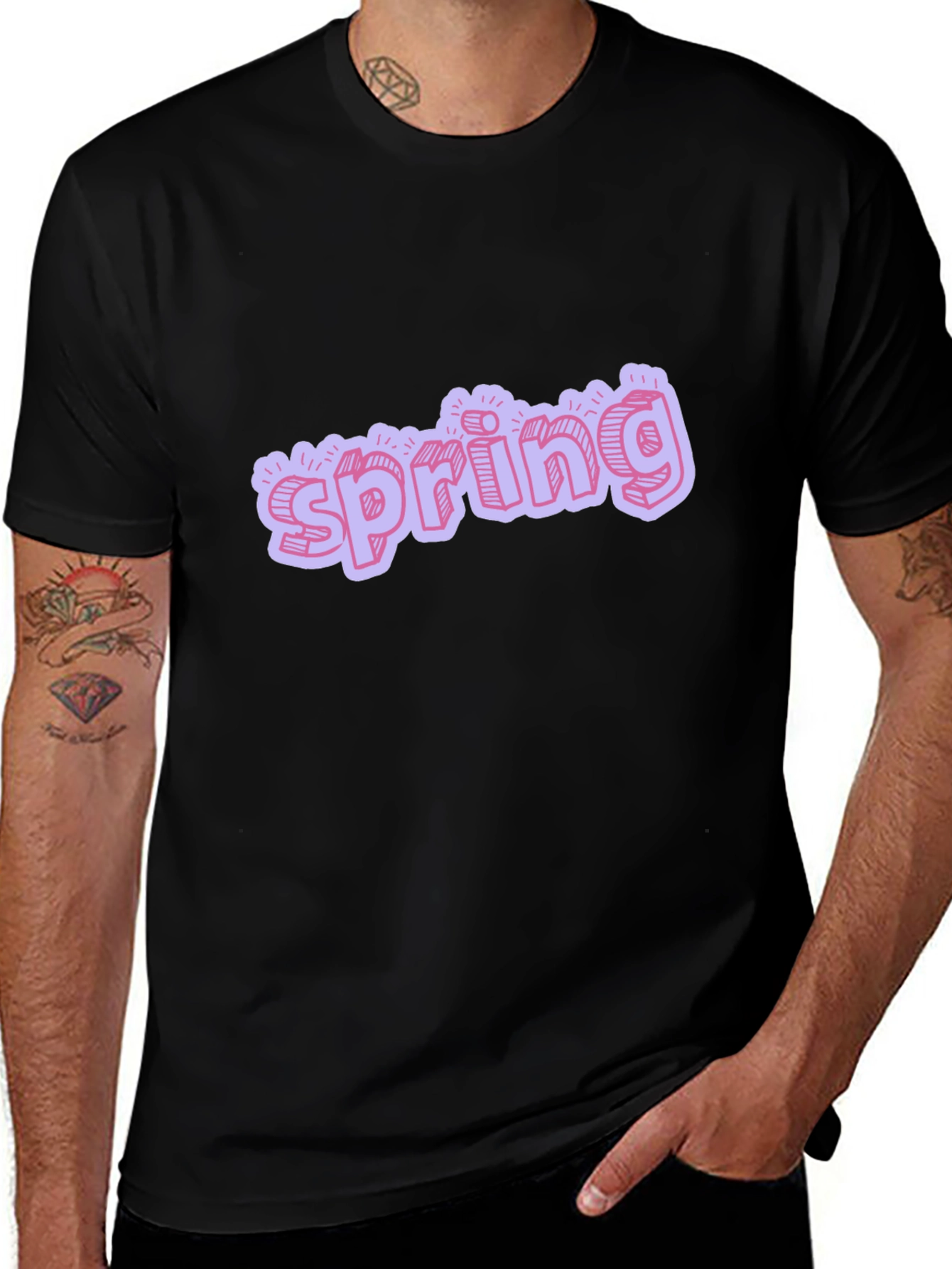 Variant 4 of Spring Graphic Tee - Stylish Black T-Shirt