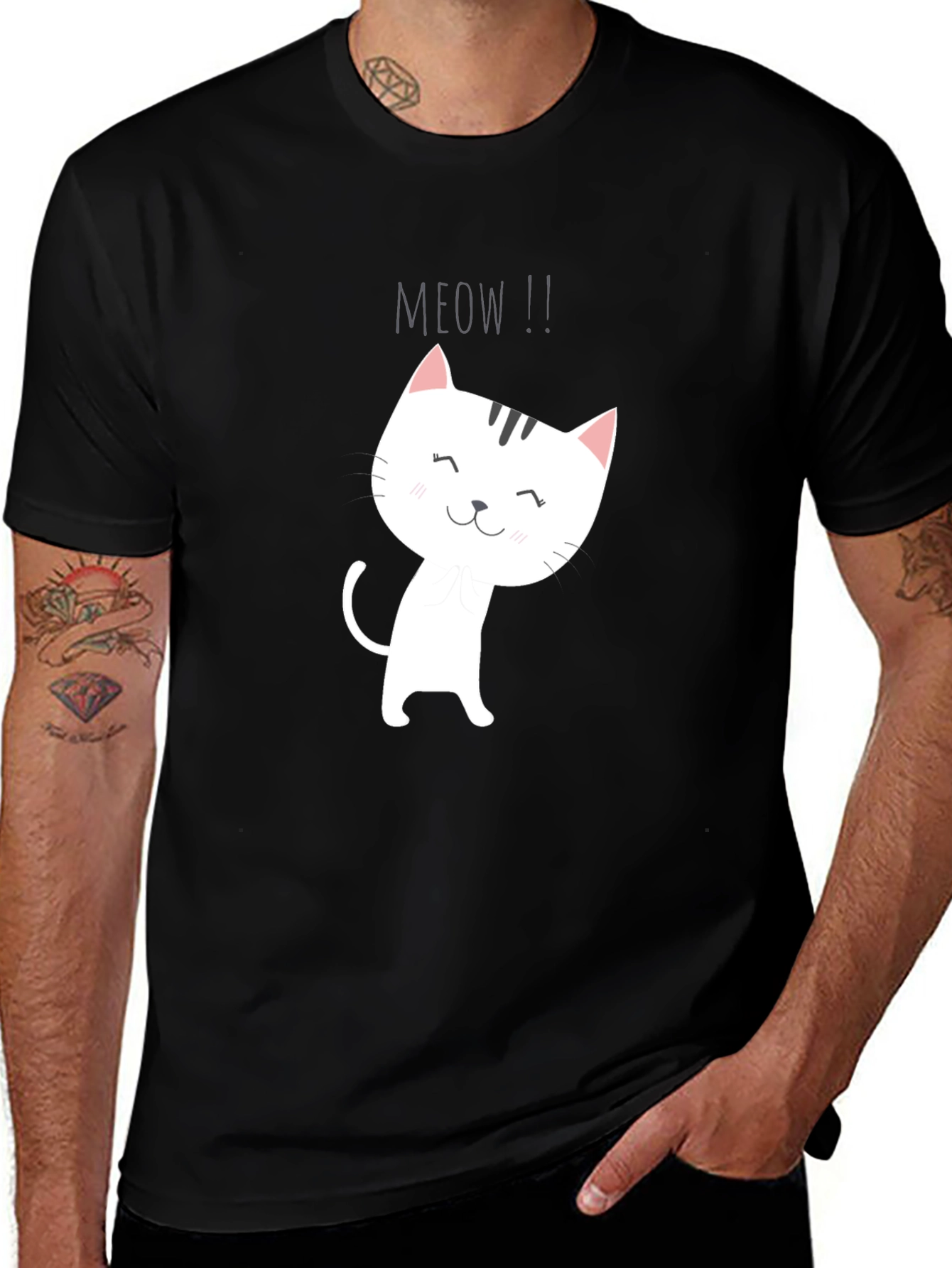 Variant 8 of Cute Cartoon Cat T-Shirt - Meow!