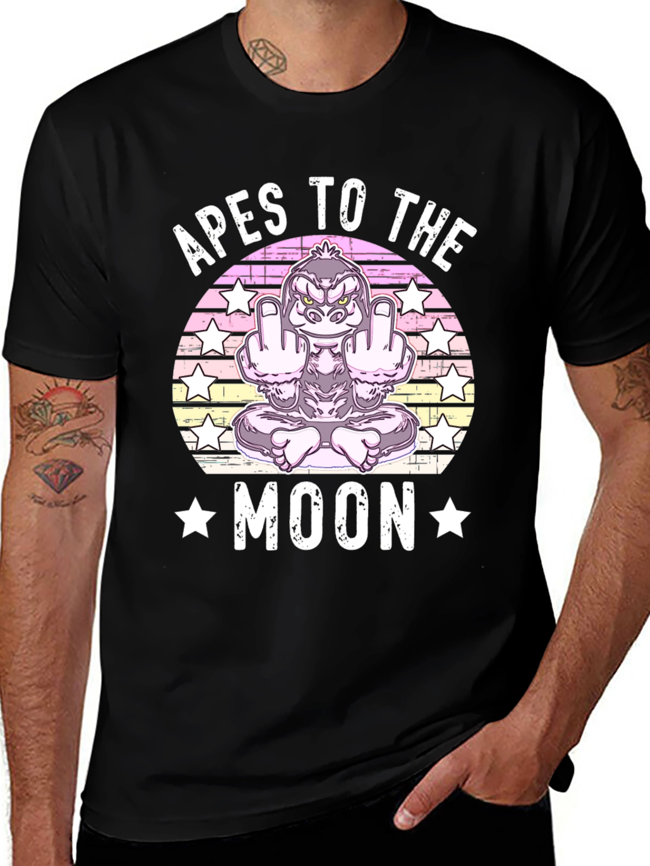 Variant 30 of Apes to the Moon T-Shirt Funny Gorilla Graphic Tee