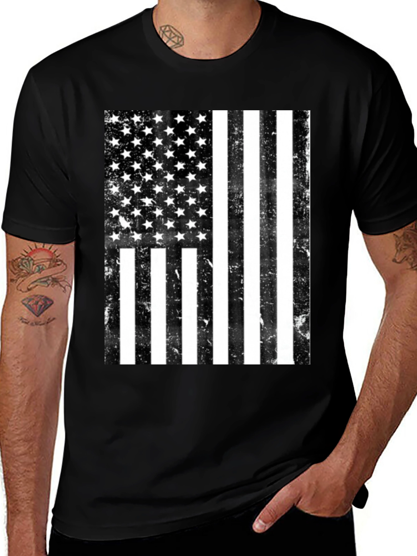 American Flag Distressed Graphic T-Shirt