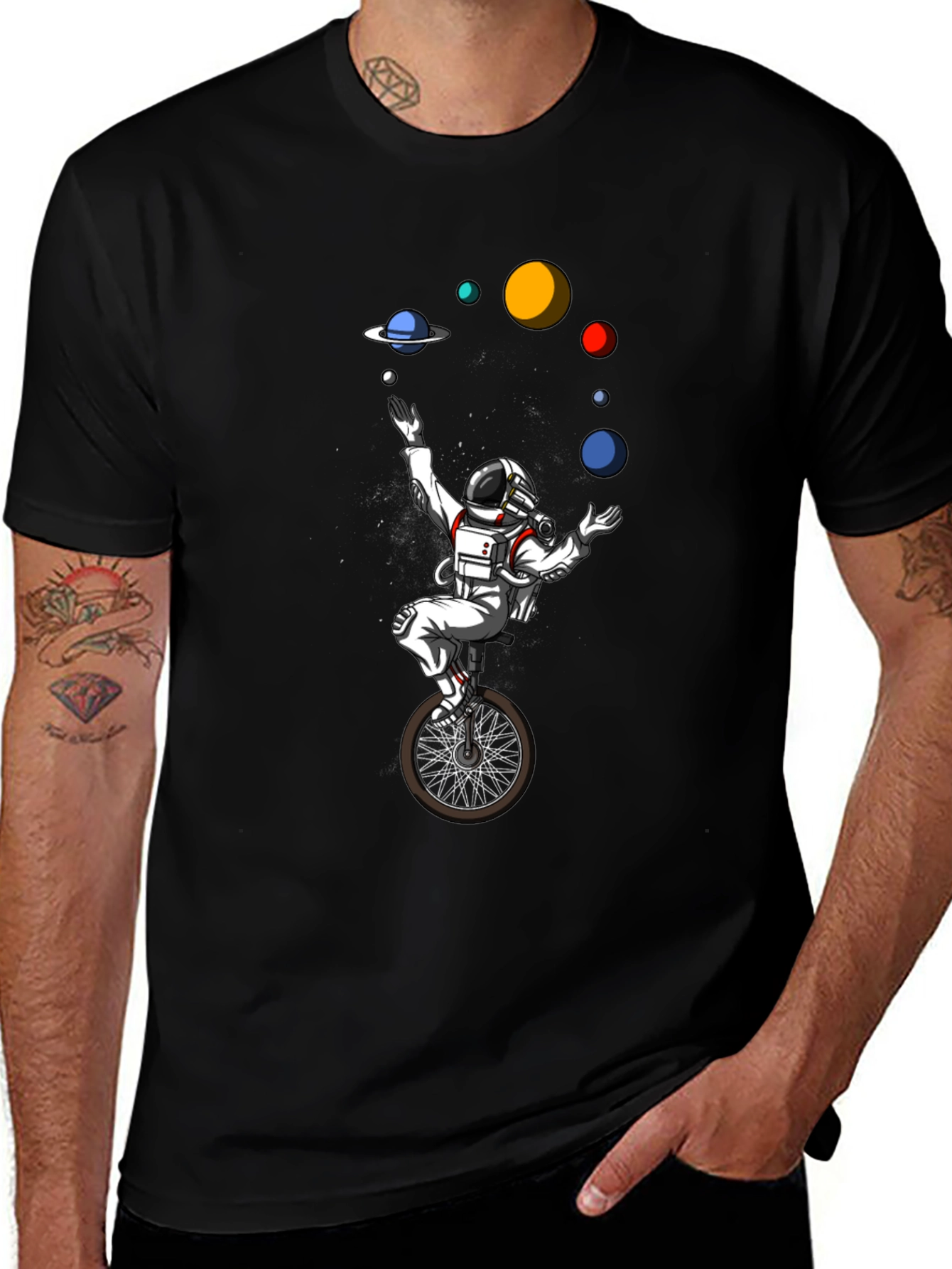 Variant 22 of Astronaut Juggling Planets T-Shirt - Space Humor Tee