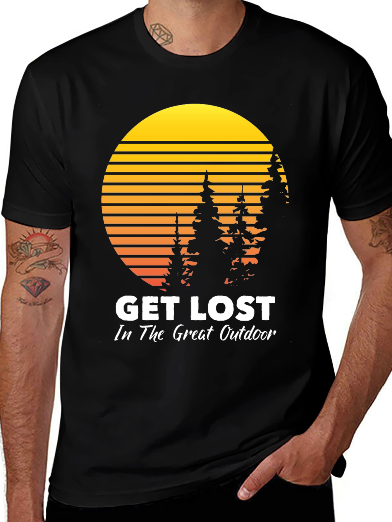 Variant 7 of Get Lost Outdoor Graphic Tee Retro Sunset Design