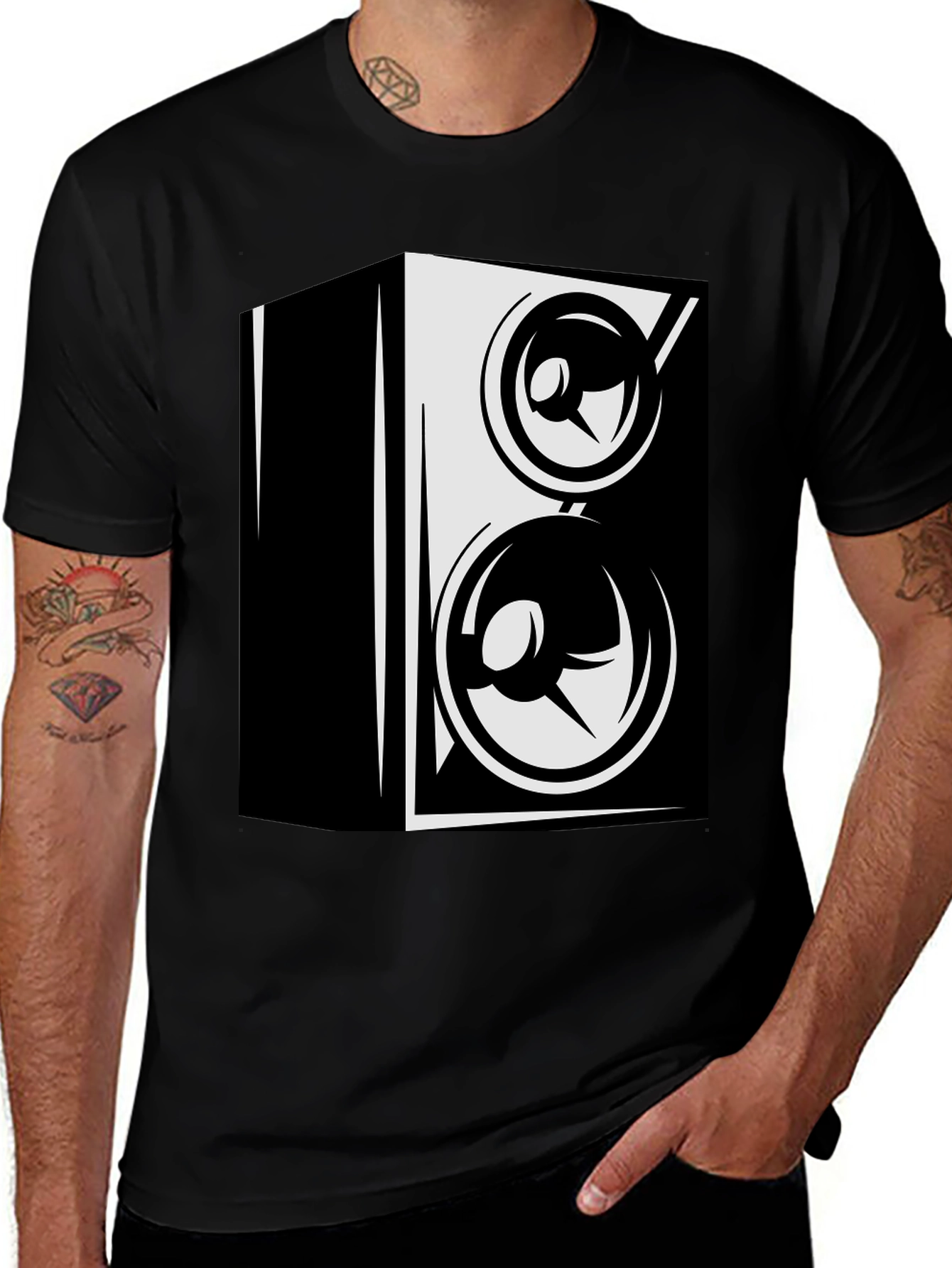Variant 23 of Speaker Graphic Print T-Shirt - Black