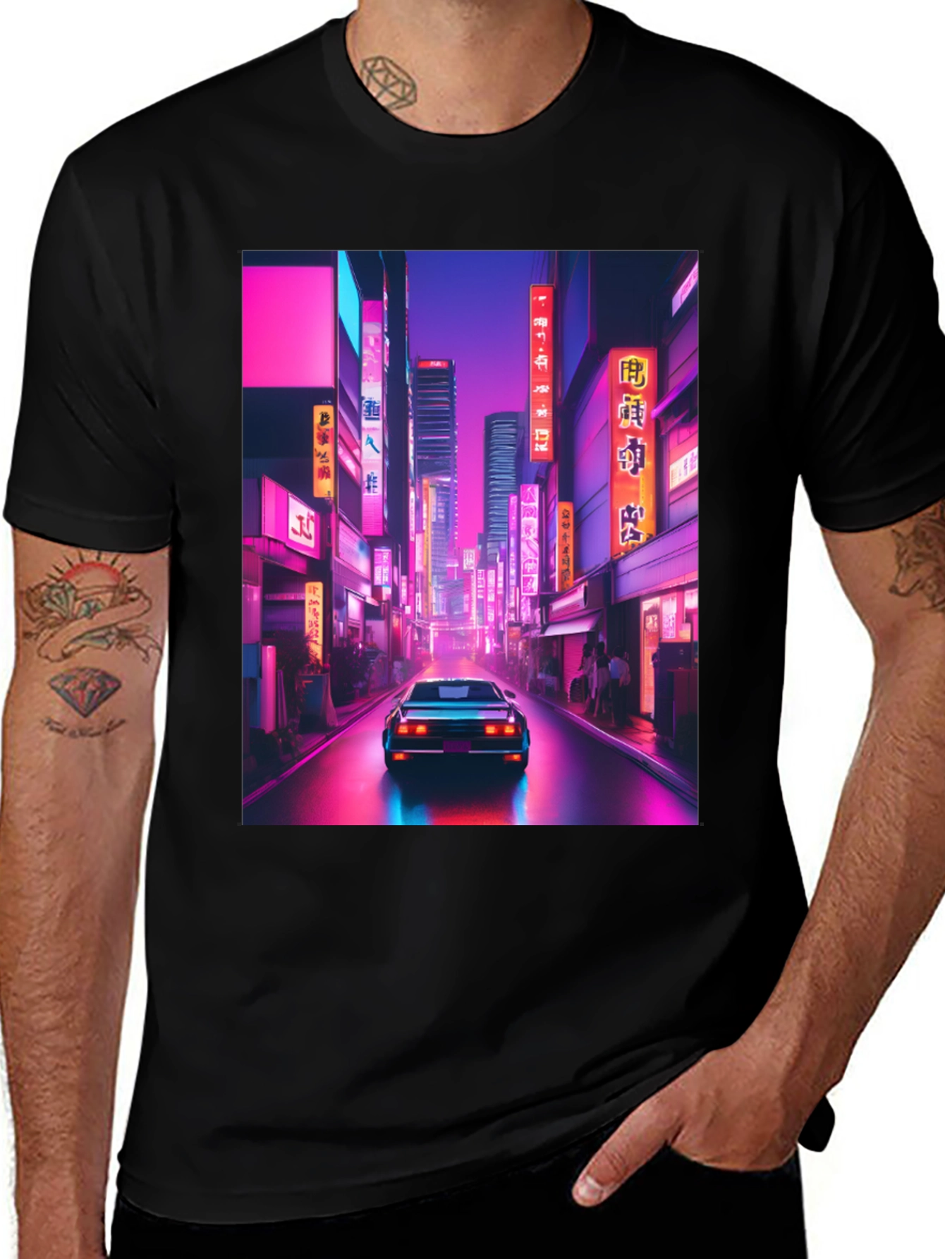 Variant 5 of Cyberpunk City Car T-Shirt