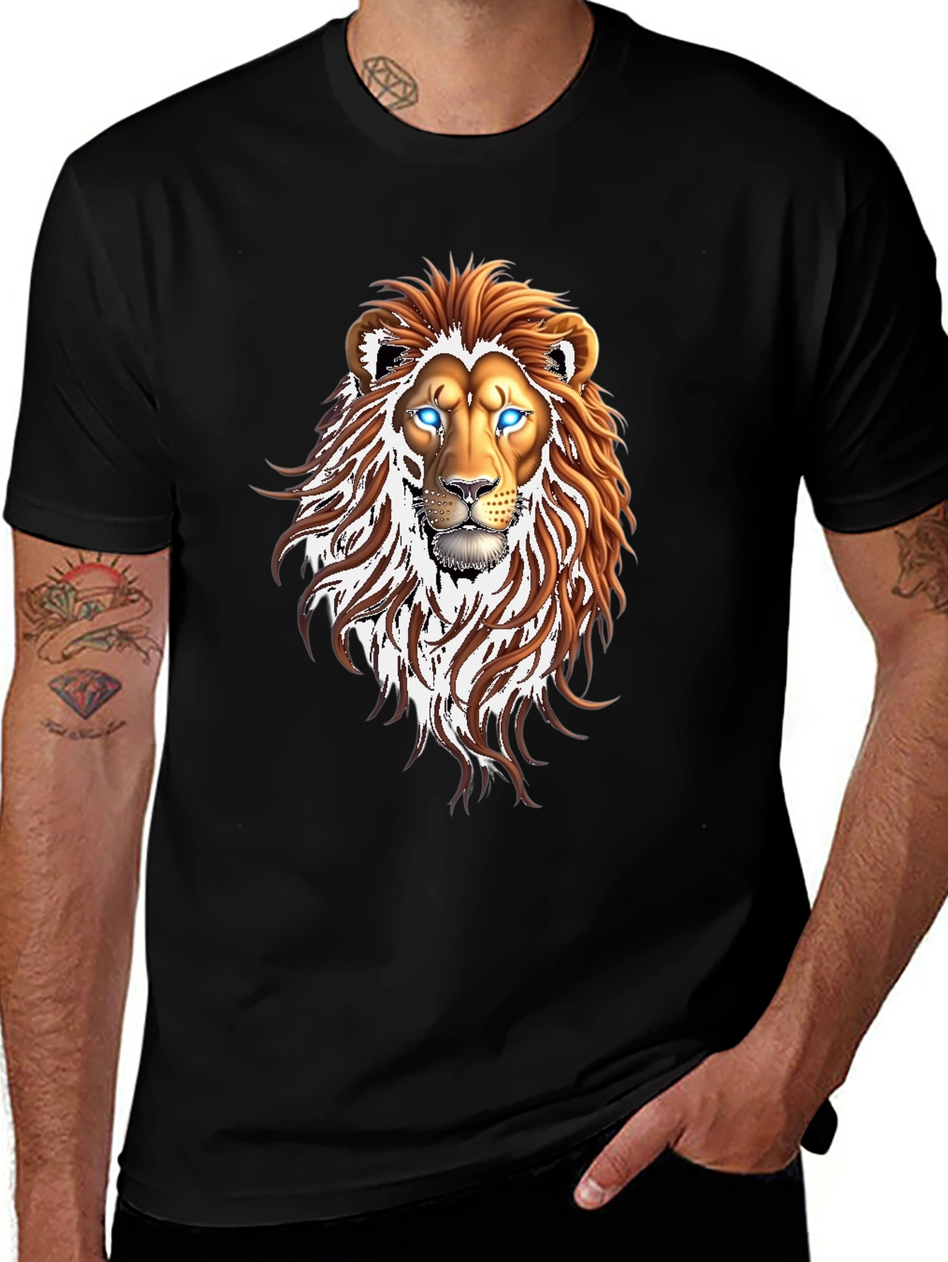 Variant 19 of Lion Graphic Print Black T-Shirt