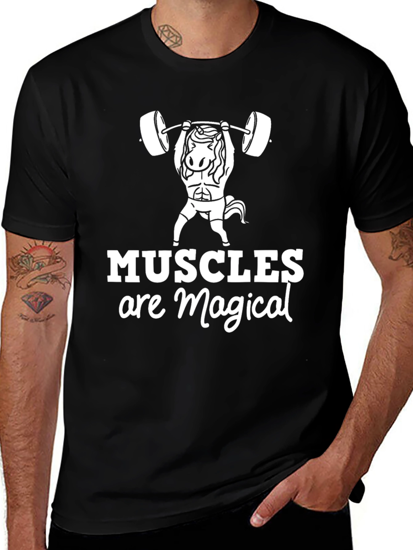 Variant 26 of Muscles Are Magical Graphic Tee - Black