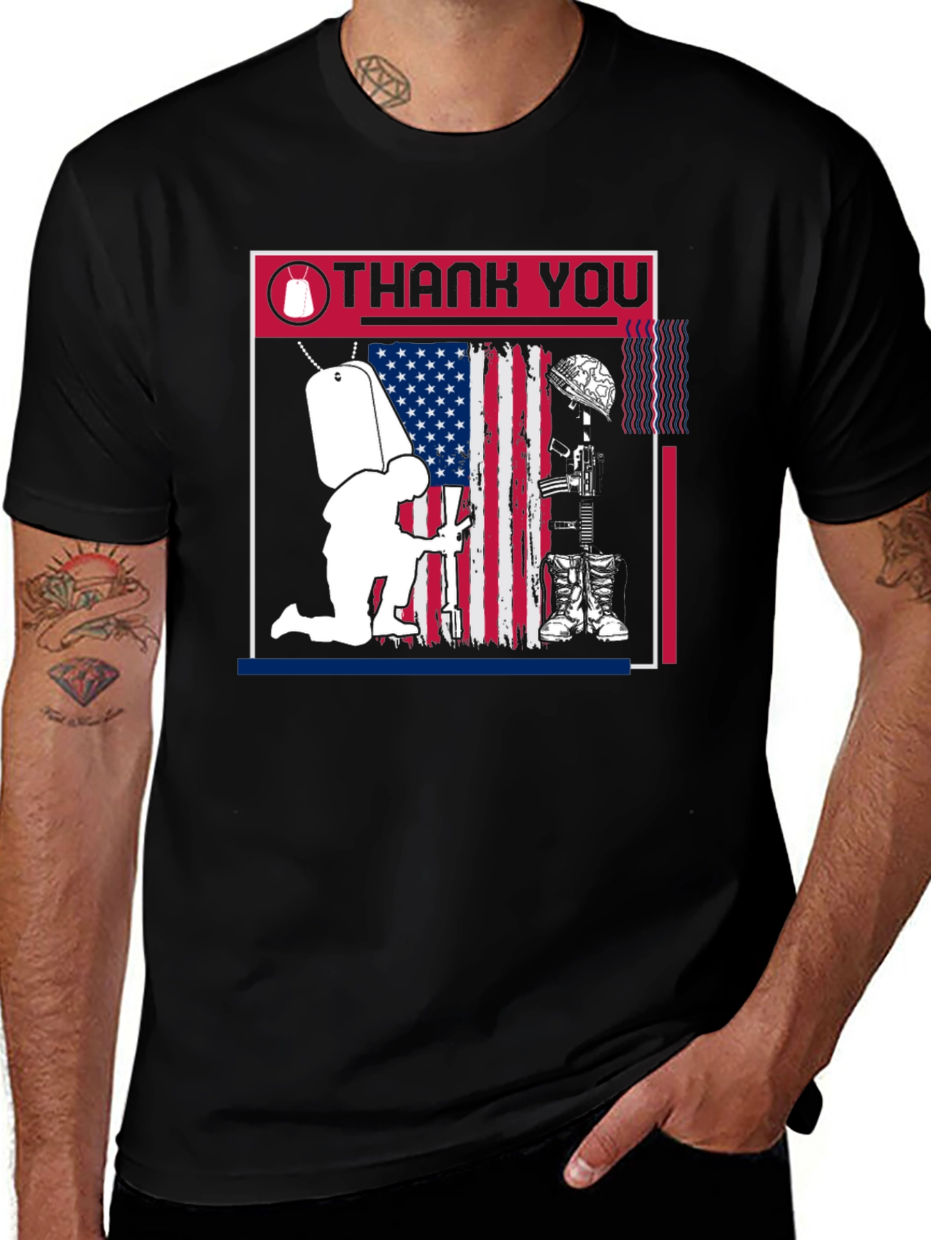 Thank You Veterans T-Shirt Patriotic USA Flag Memorial Day Tee