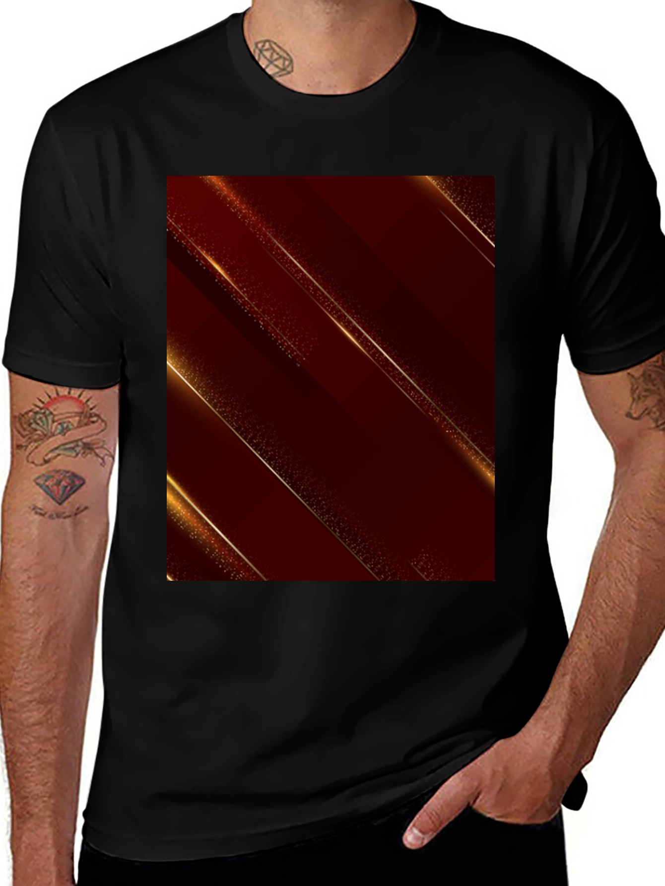 Variant 30 of Stylish Black Tee with Abstract Gold Design