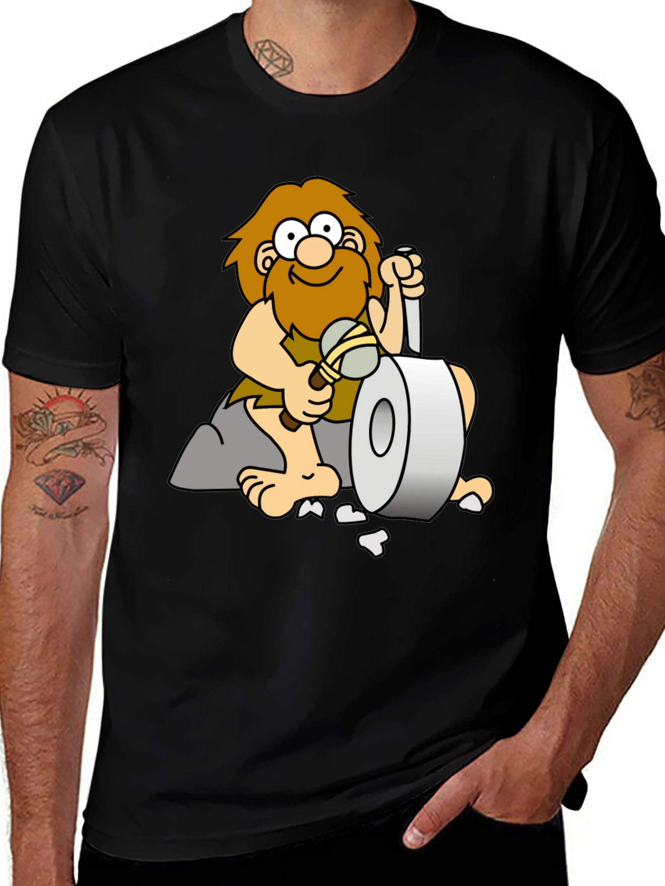 Variant 11 of Funny Caveman Toilet Paper T-Shirt