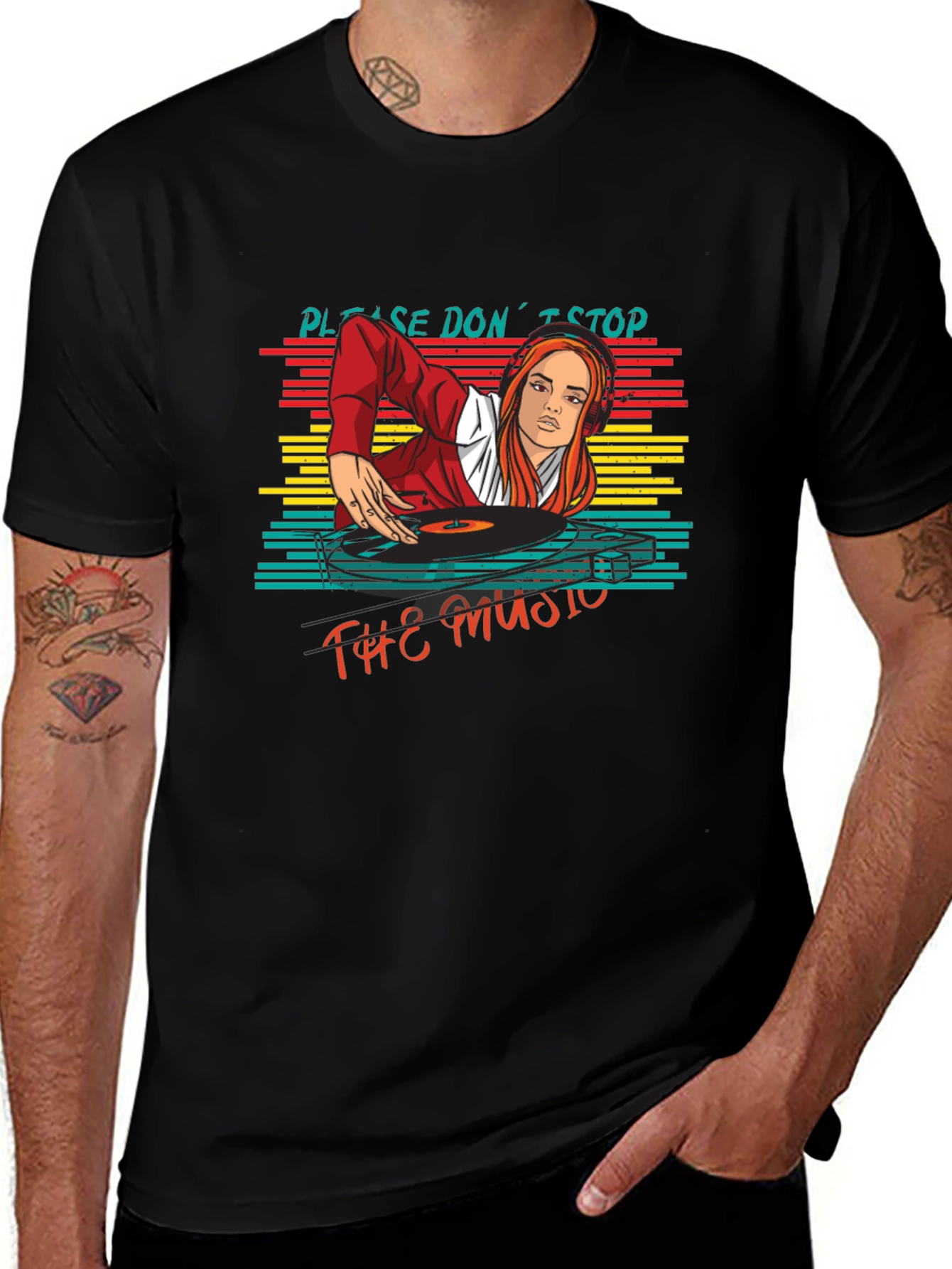 Variant 20 of Retro DJ Graphic T-Shirt - Please Don't Stop the Music