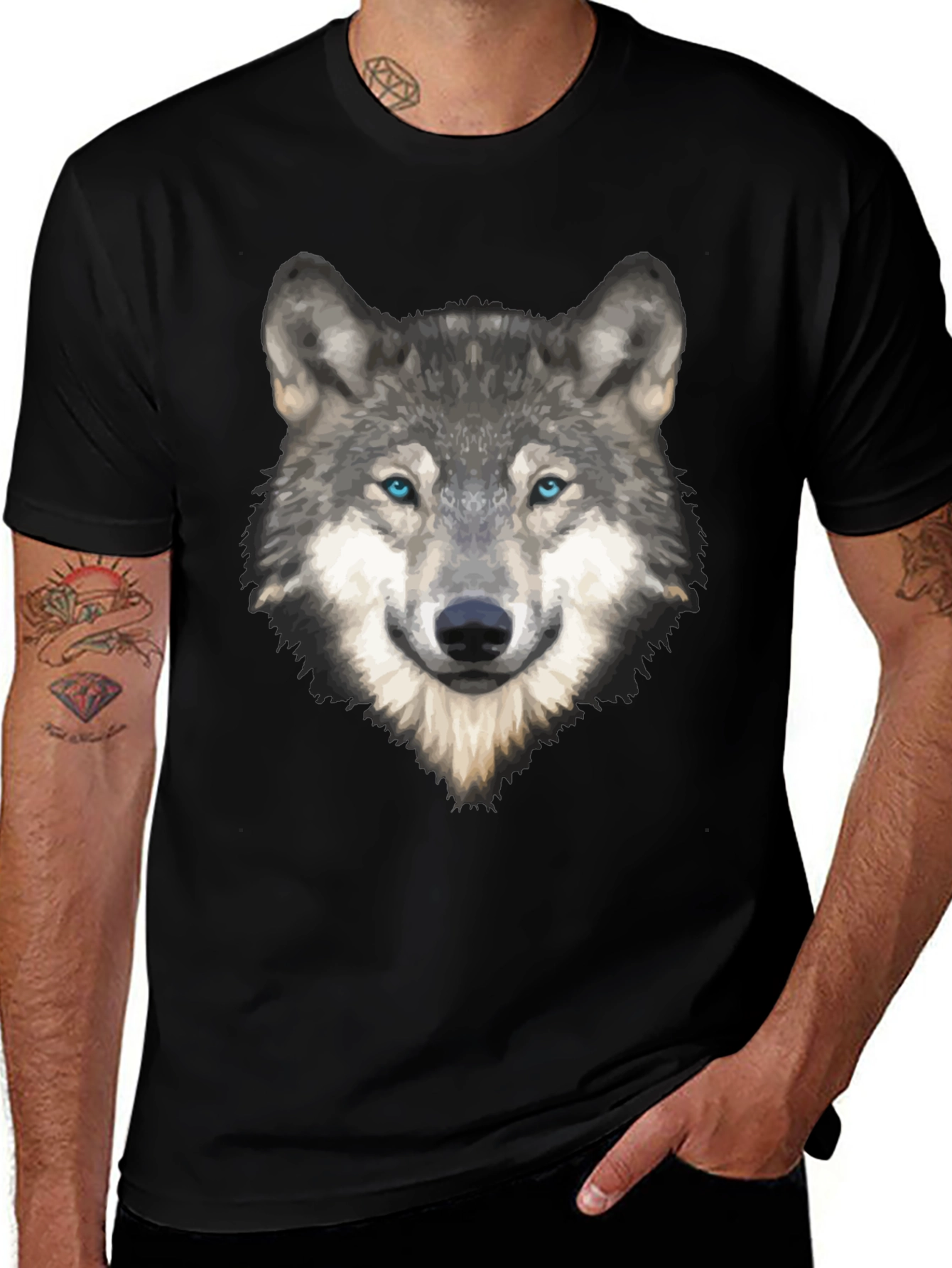 Variant 15 of Wolf Graphic Tee - Men's Black T-Shirt