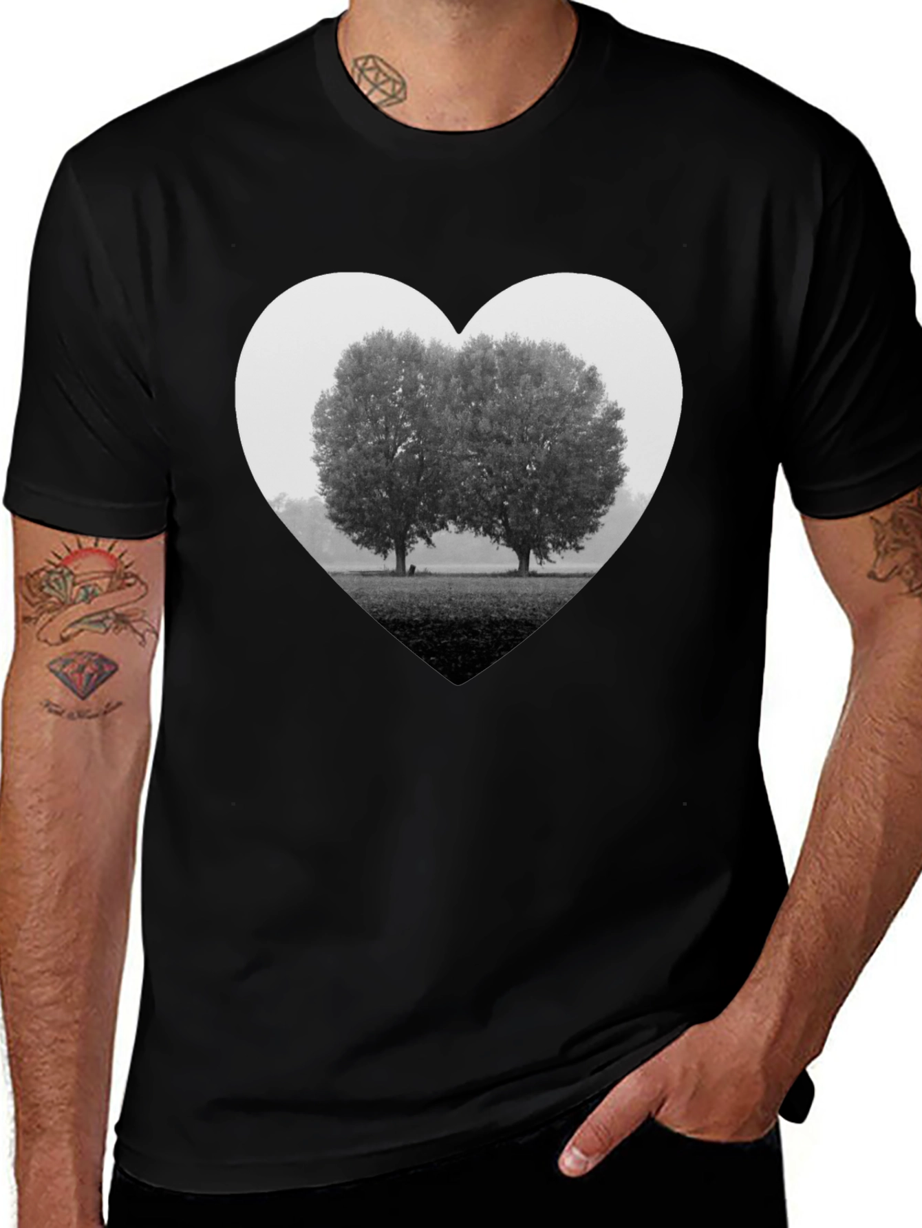 Heart Trees Graphic Tee - Black