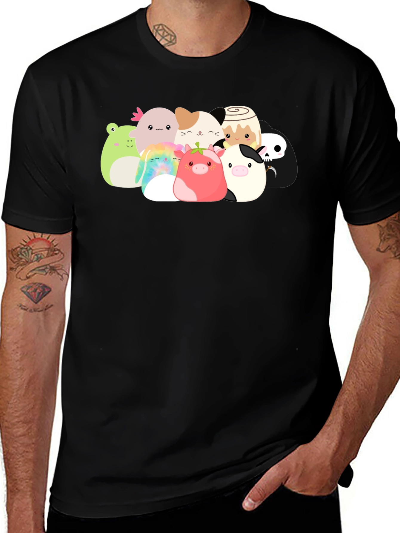 Cute Squishmallow Graphic Black Tee