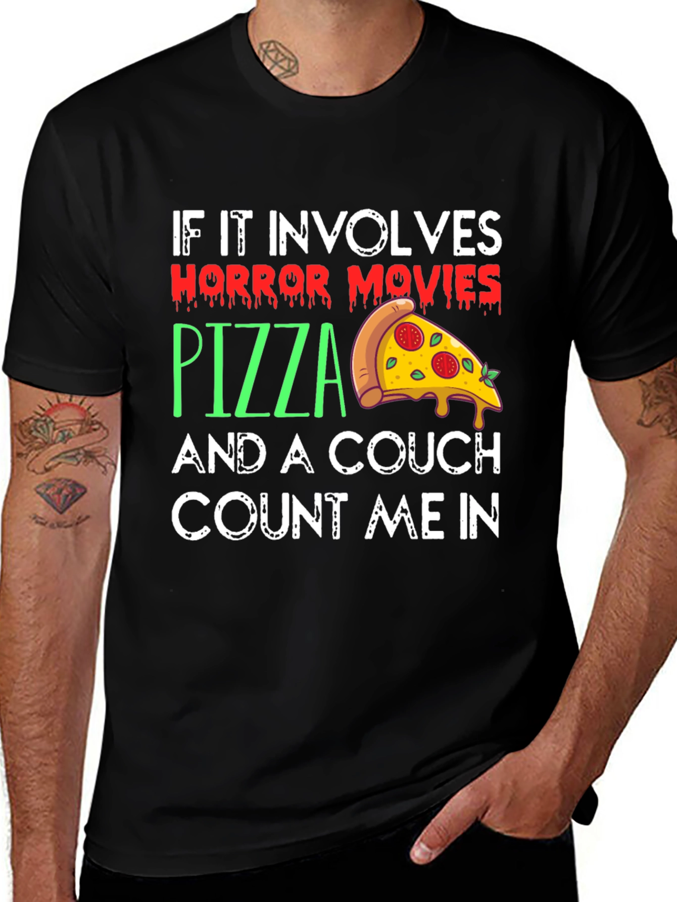 Variant 15 of Horror Movie Pizza Couch T-Shirt