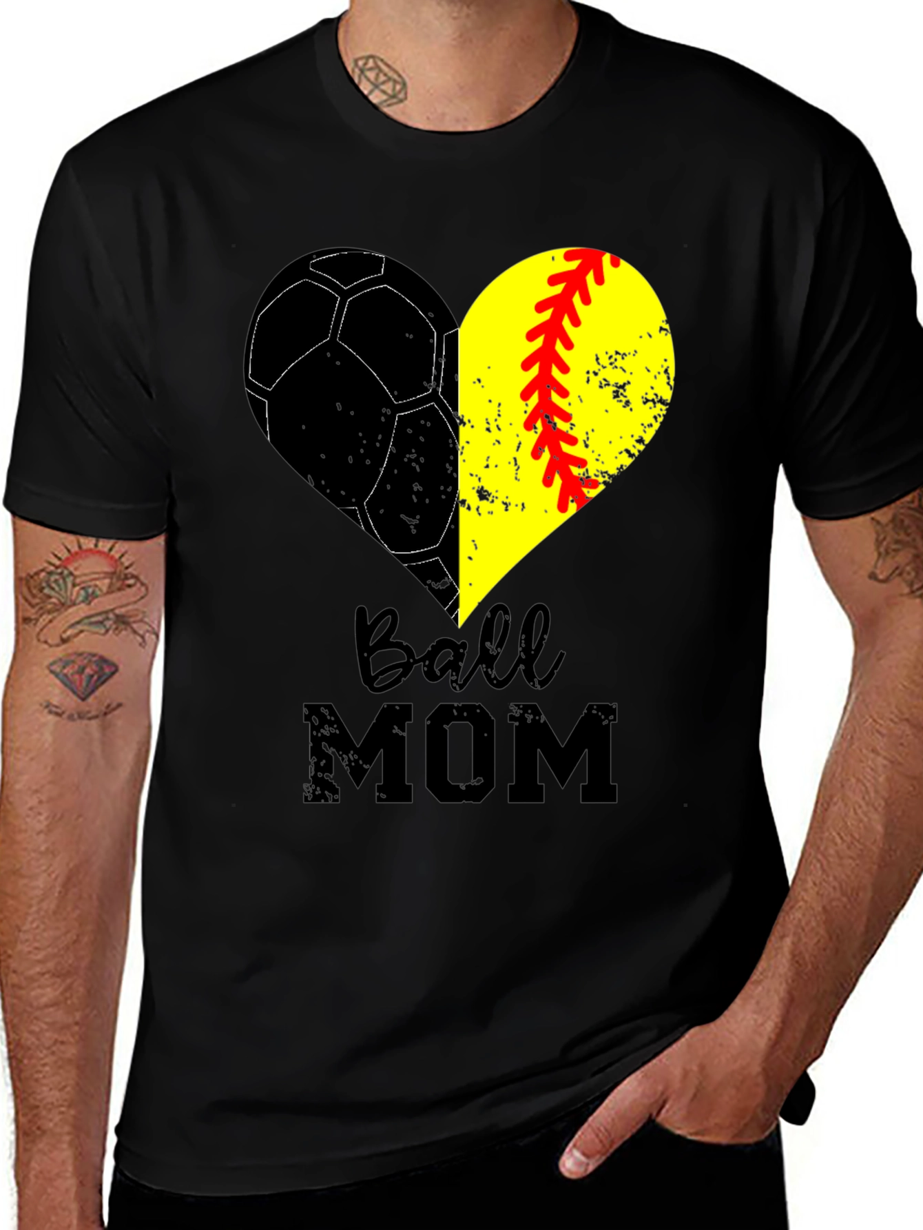 Ball Mom Heart Graphic T-Shirt