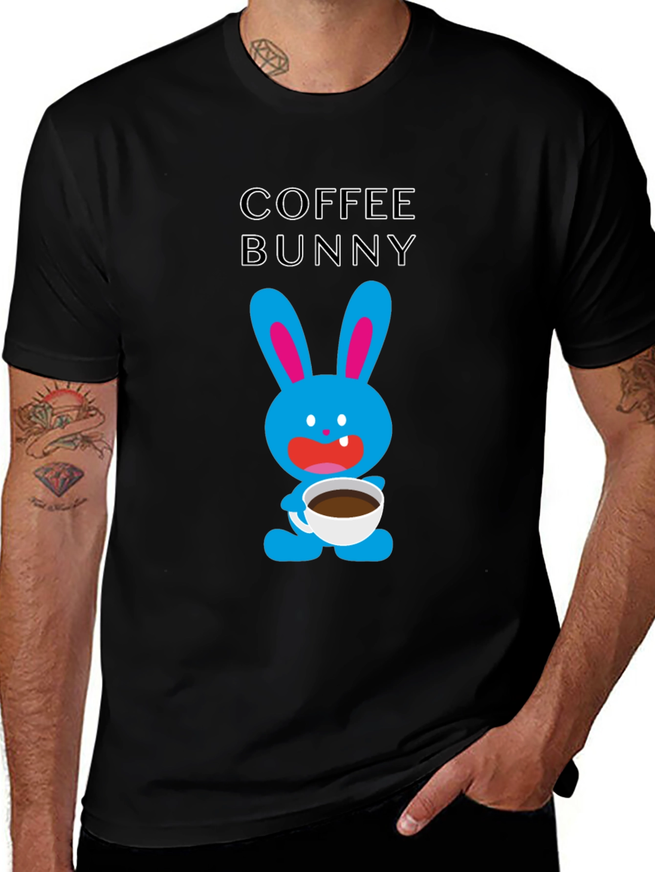 Coffee Bunny T-Shirt - Cute Cartoon Graphic Tee