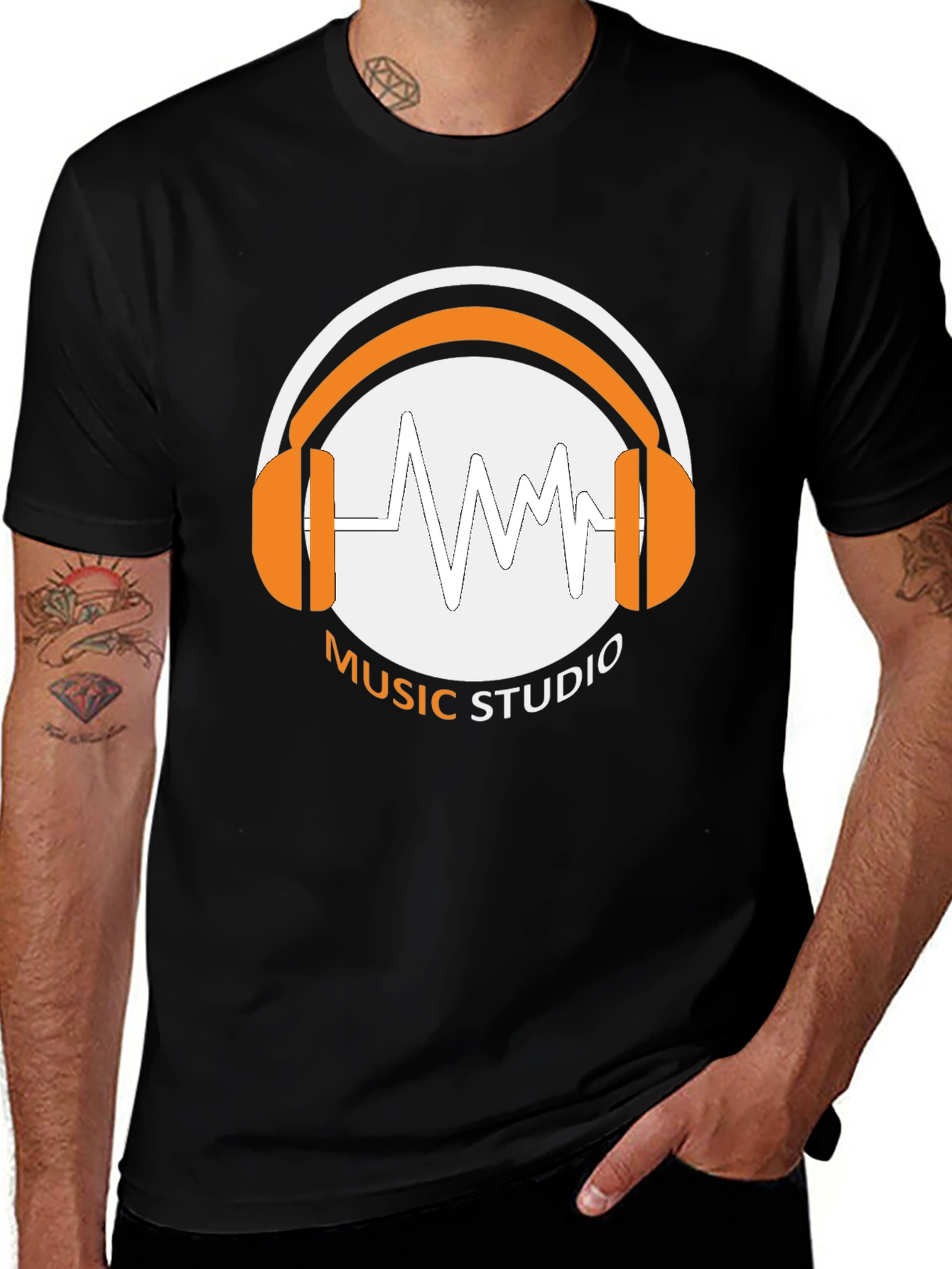 Variant 8 of Music Studio T-Shirt - Black Graphic Tee