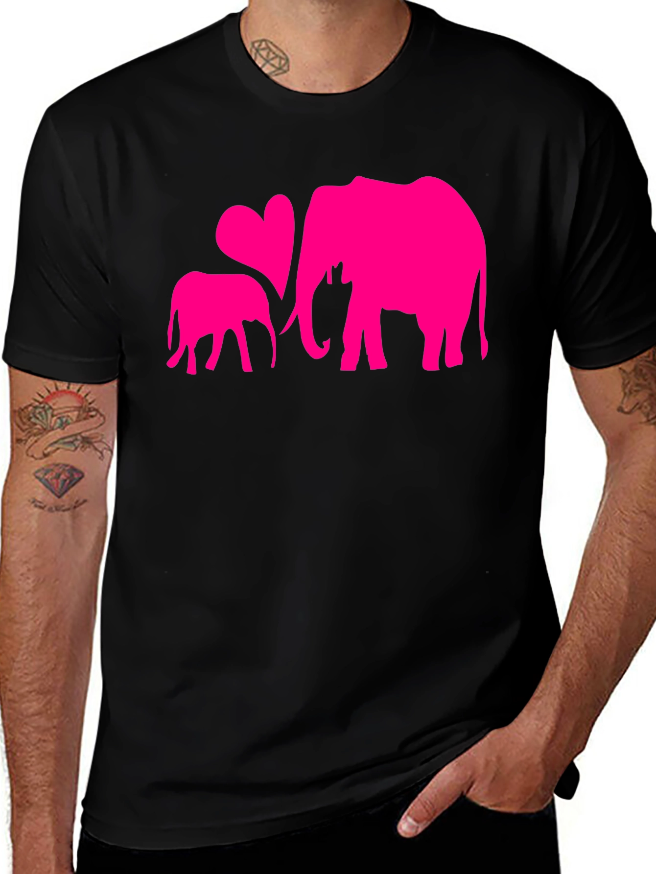 Variant 28 of Elephant Mom and Baby Heart Graphic T-Shirt