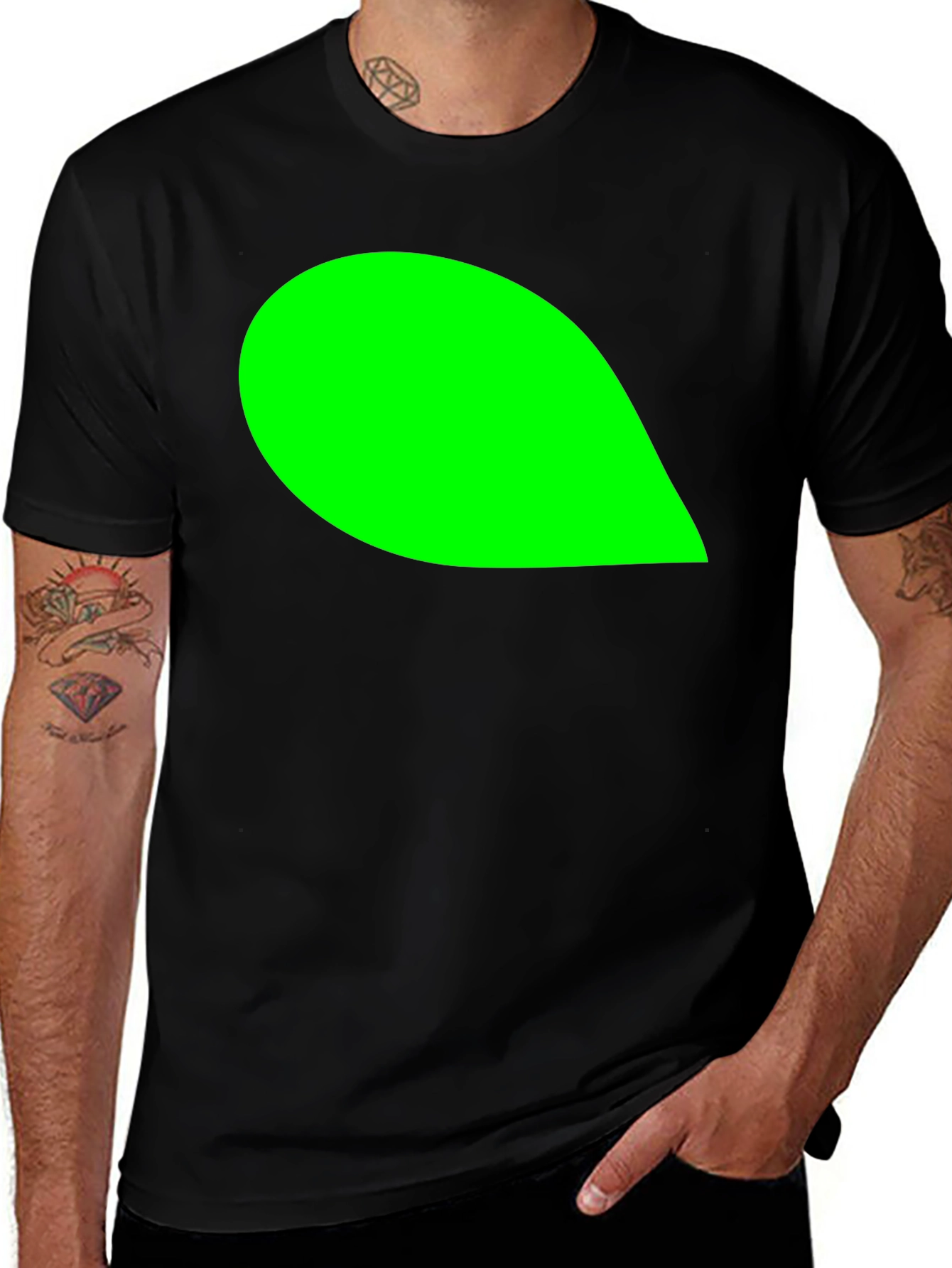 Variant 11 of Men's Black T-Shirt with Green Leaf Graphic