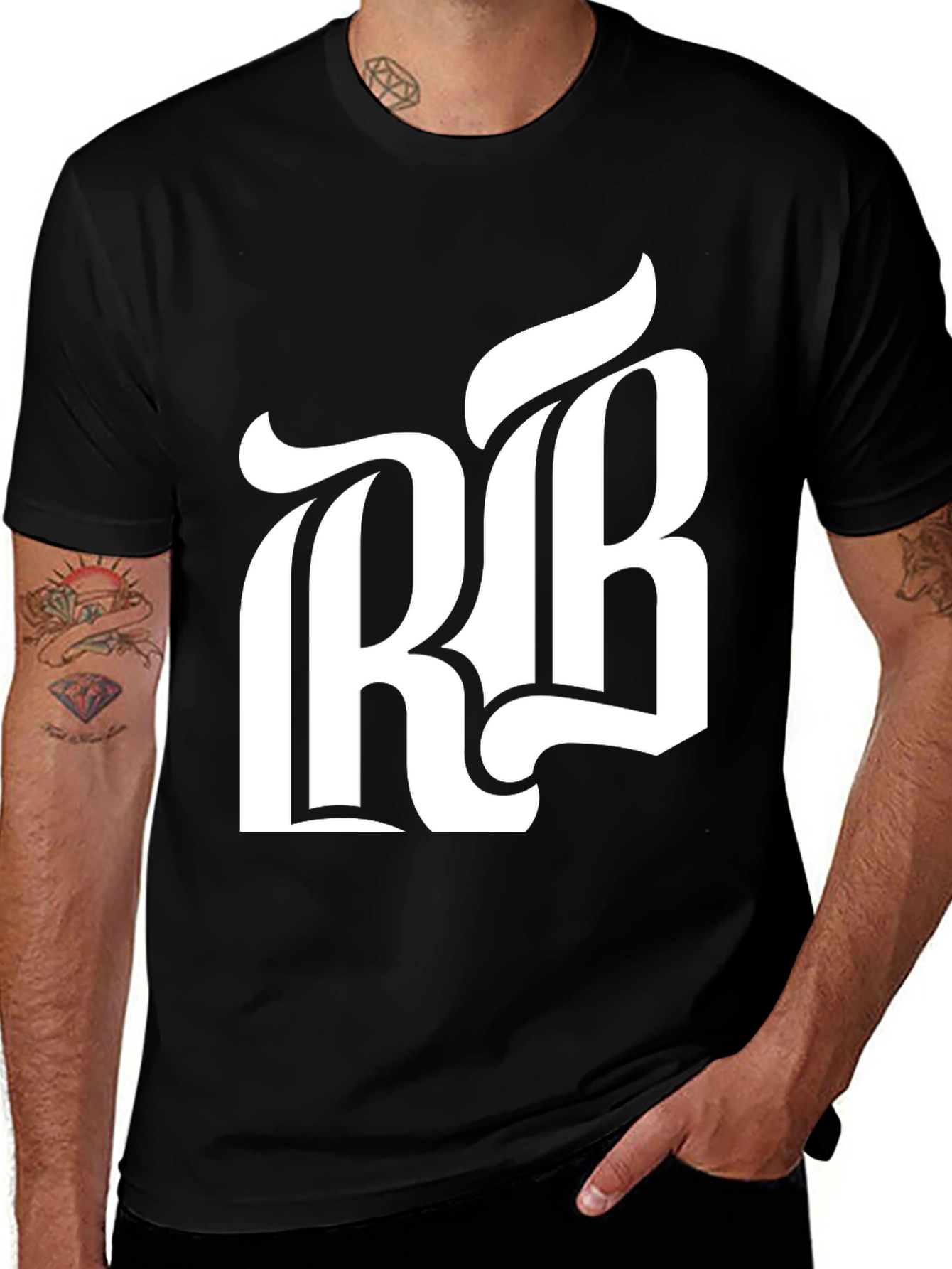 Variant 18 of RB White Bold Graphic Black T-Shirt