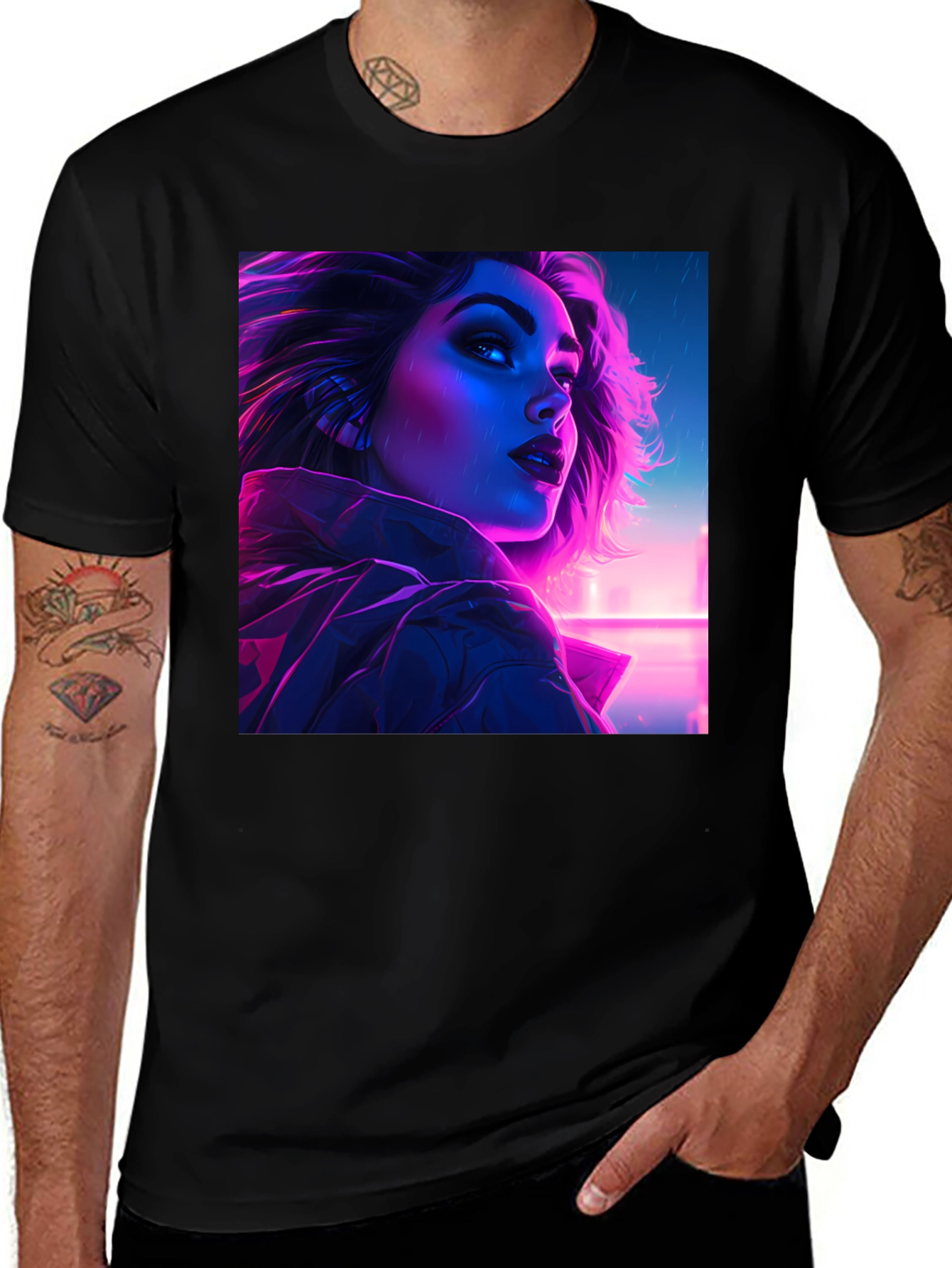 Variant 14 of Cyberpunk Woman Portrait Graphic Tee