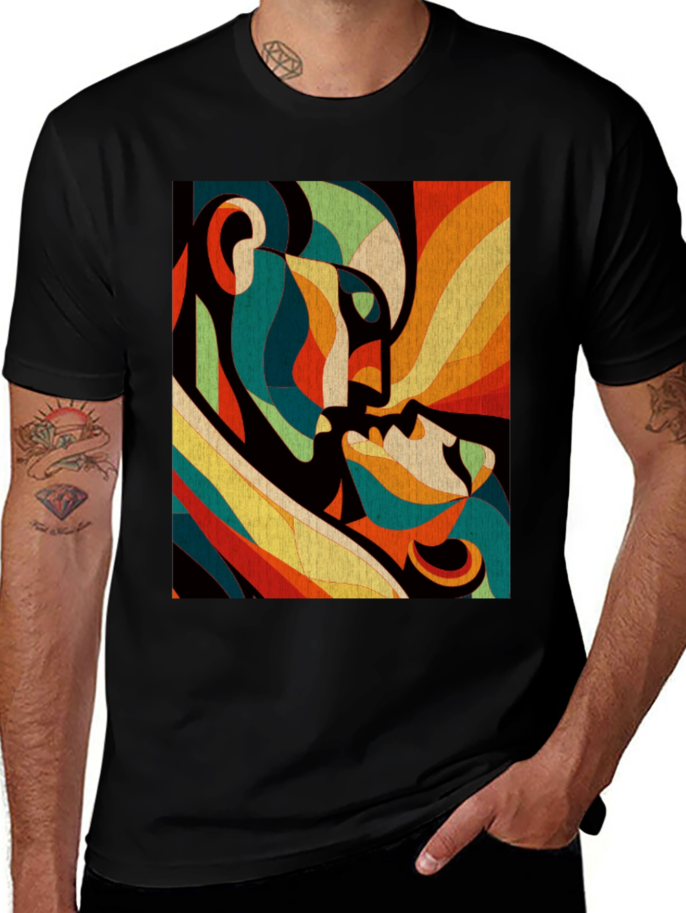 Variant 23 of Abstract Lovers Graphic Tee - Modern Art T-Shirt