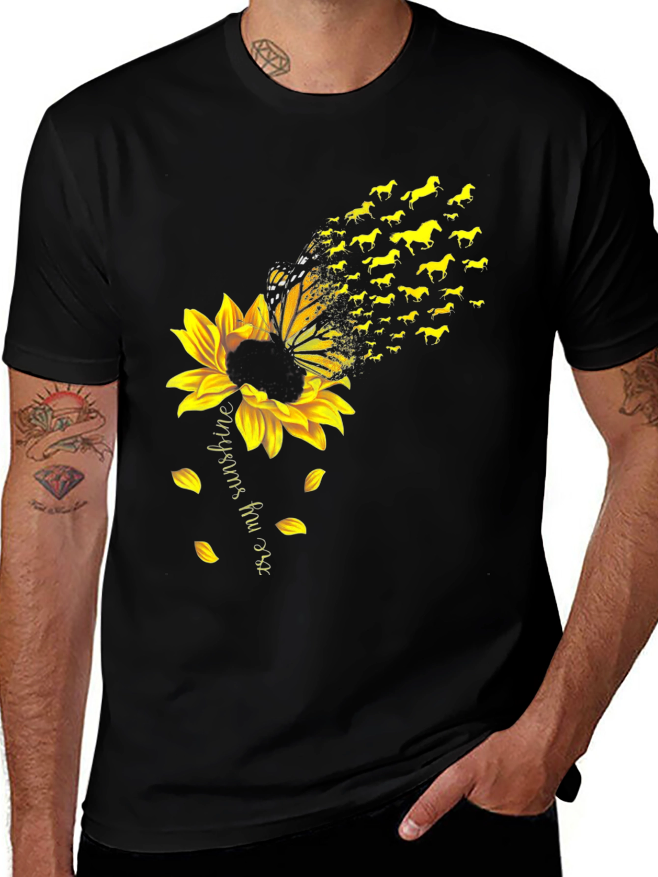 Variant 30 of Sunflower Butterfly Horse Graphic Tee