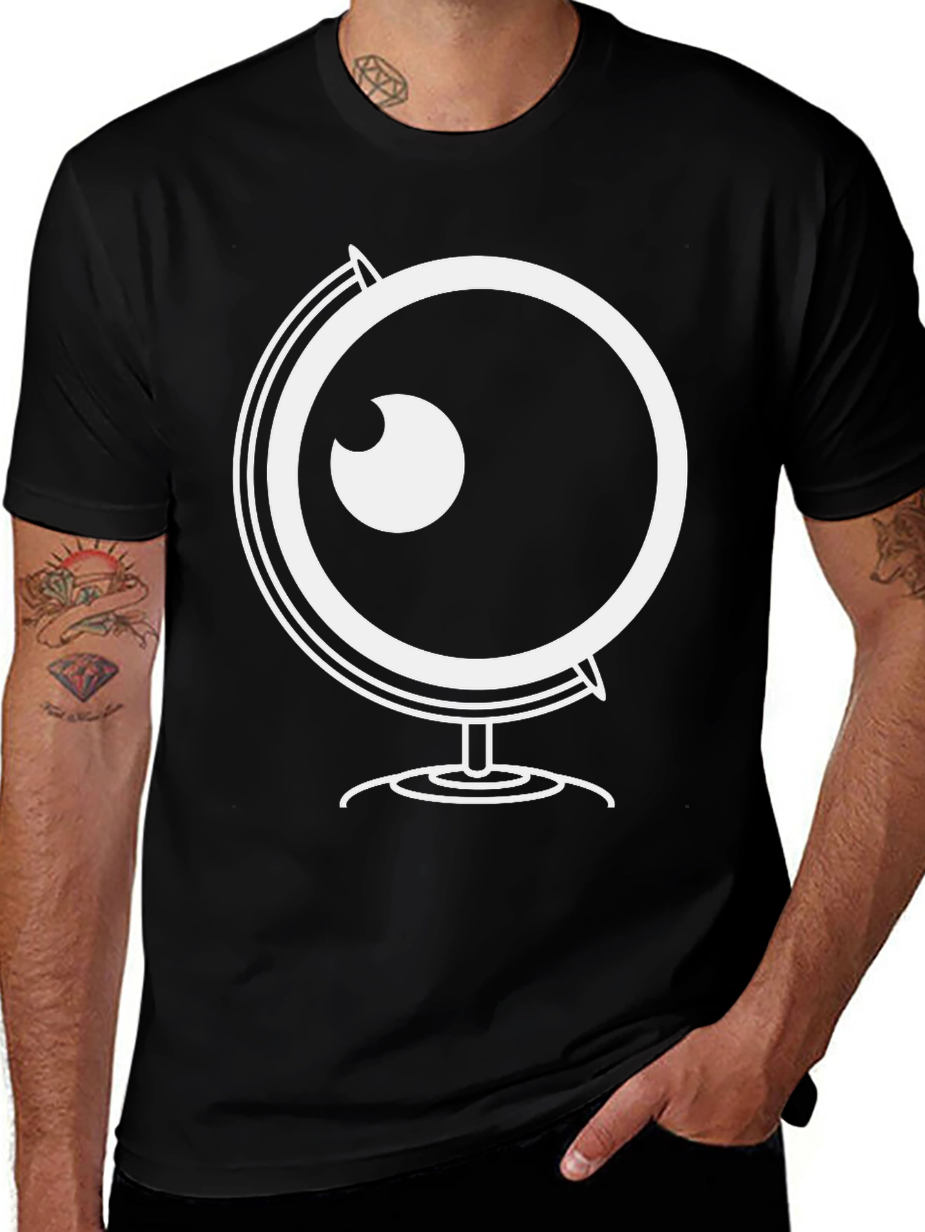 Variant 21 of Globe Eyeball Graphic Black T-Shirt
