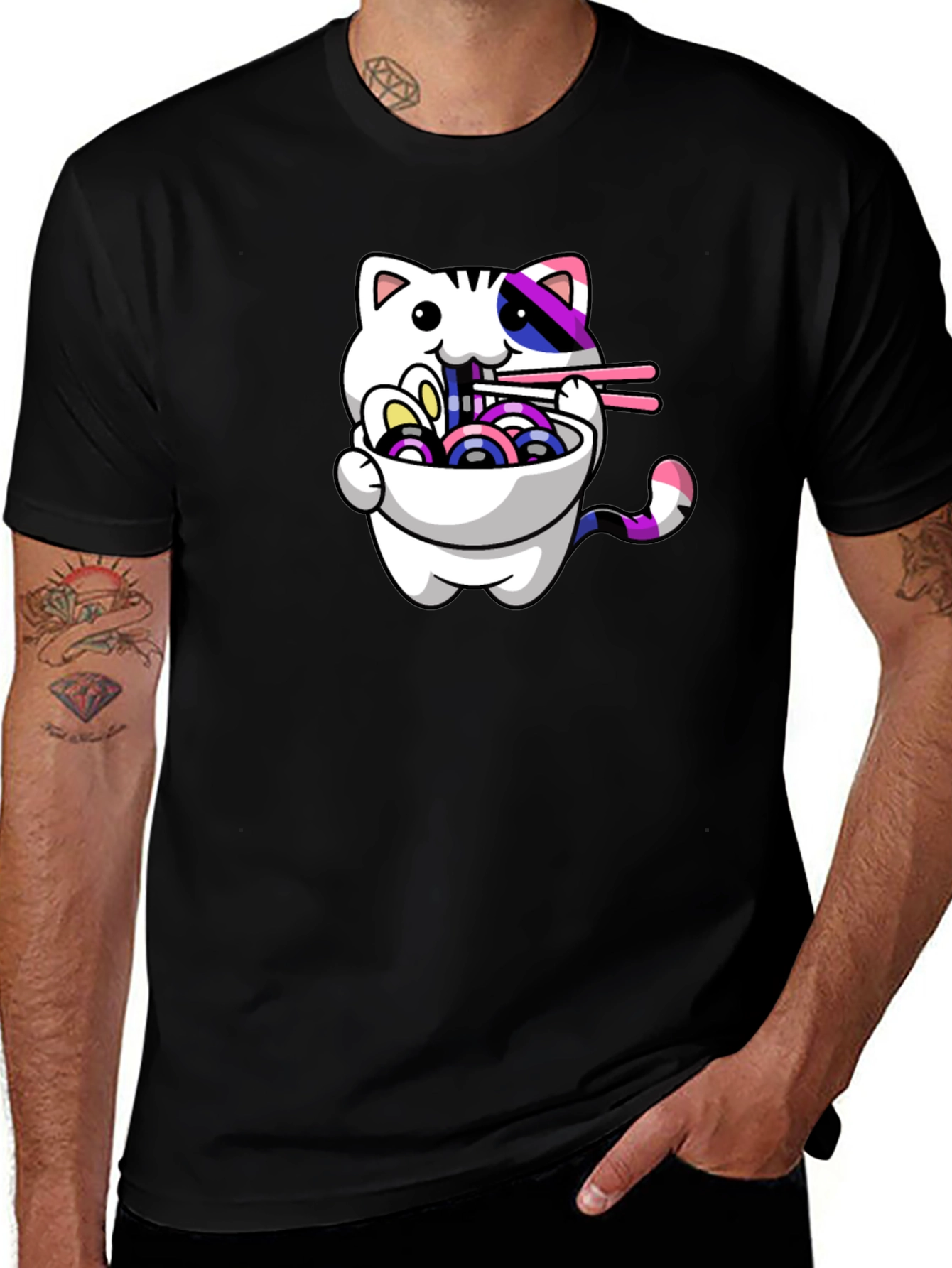 Variant 2 of Ramen Cat Graphic Tee - Stylish Unisex T-Shirt