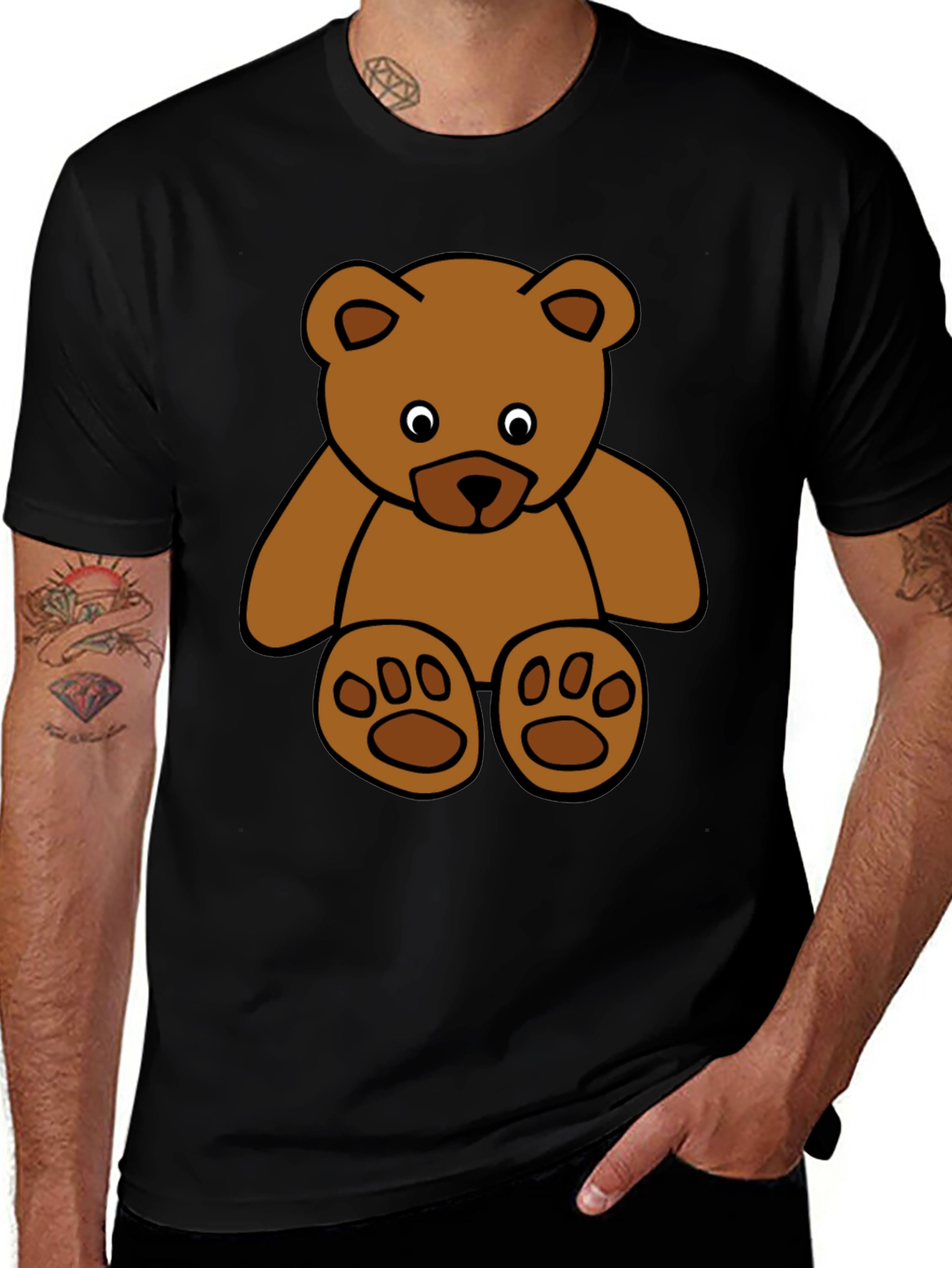 Black Teddy Bear Graphic Tee - Soft Cotton Blend main image