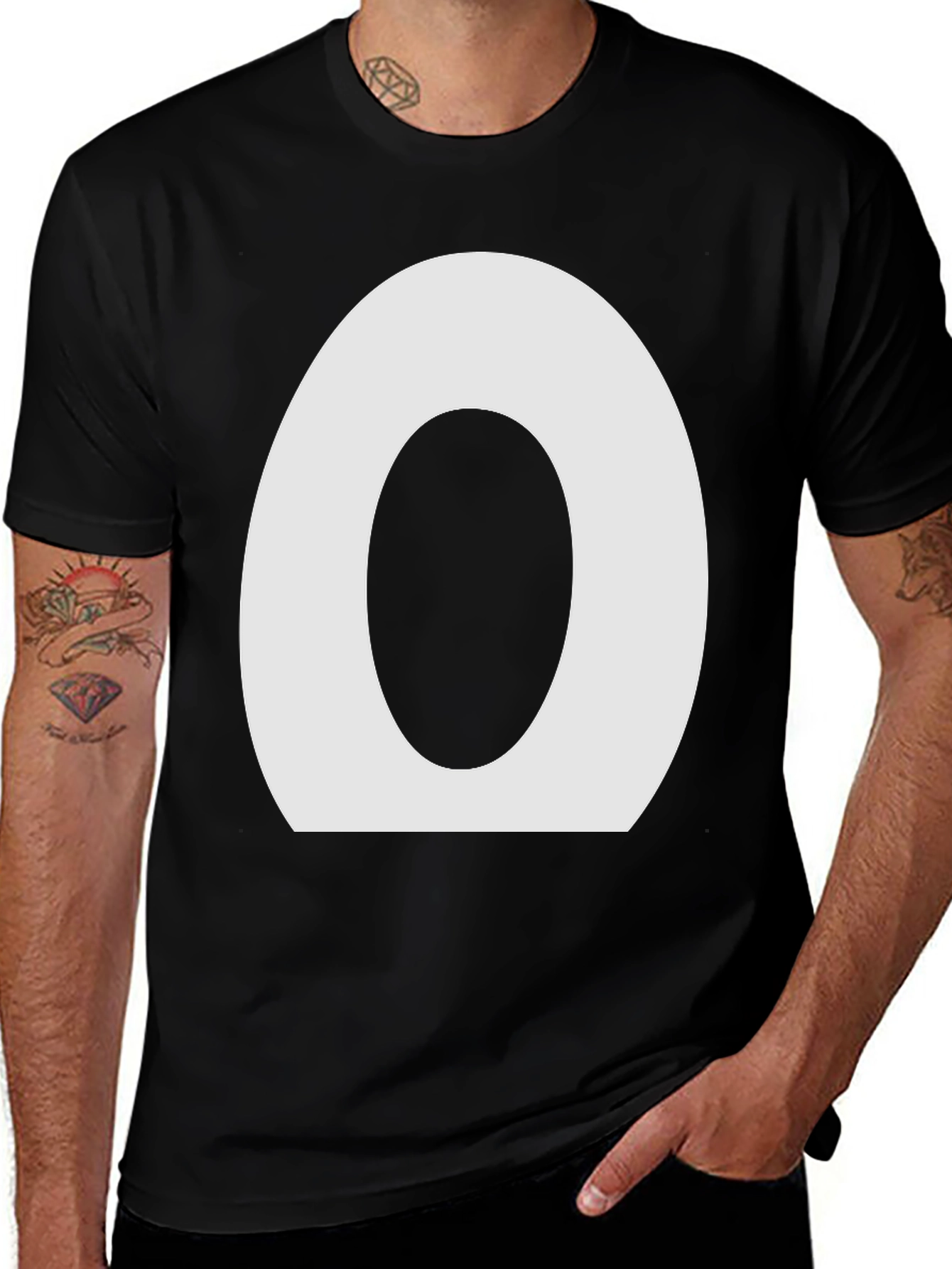 Variant 12 of Minimalist "O" Graphic Black T-Shirt