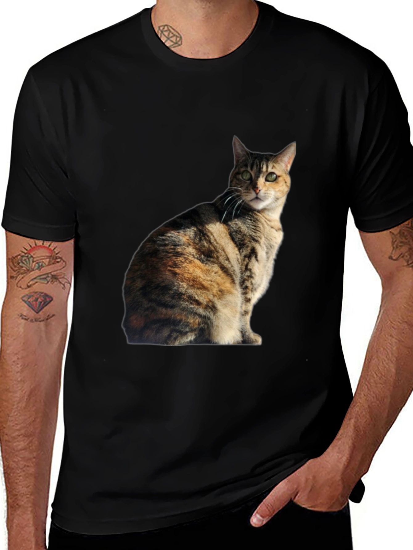 Variant 22 of Cat Graphic Black T-Shirt - Unique Design
