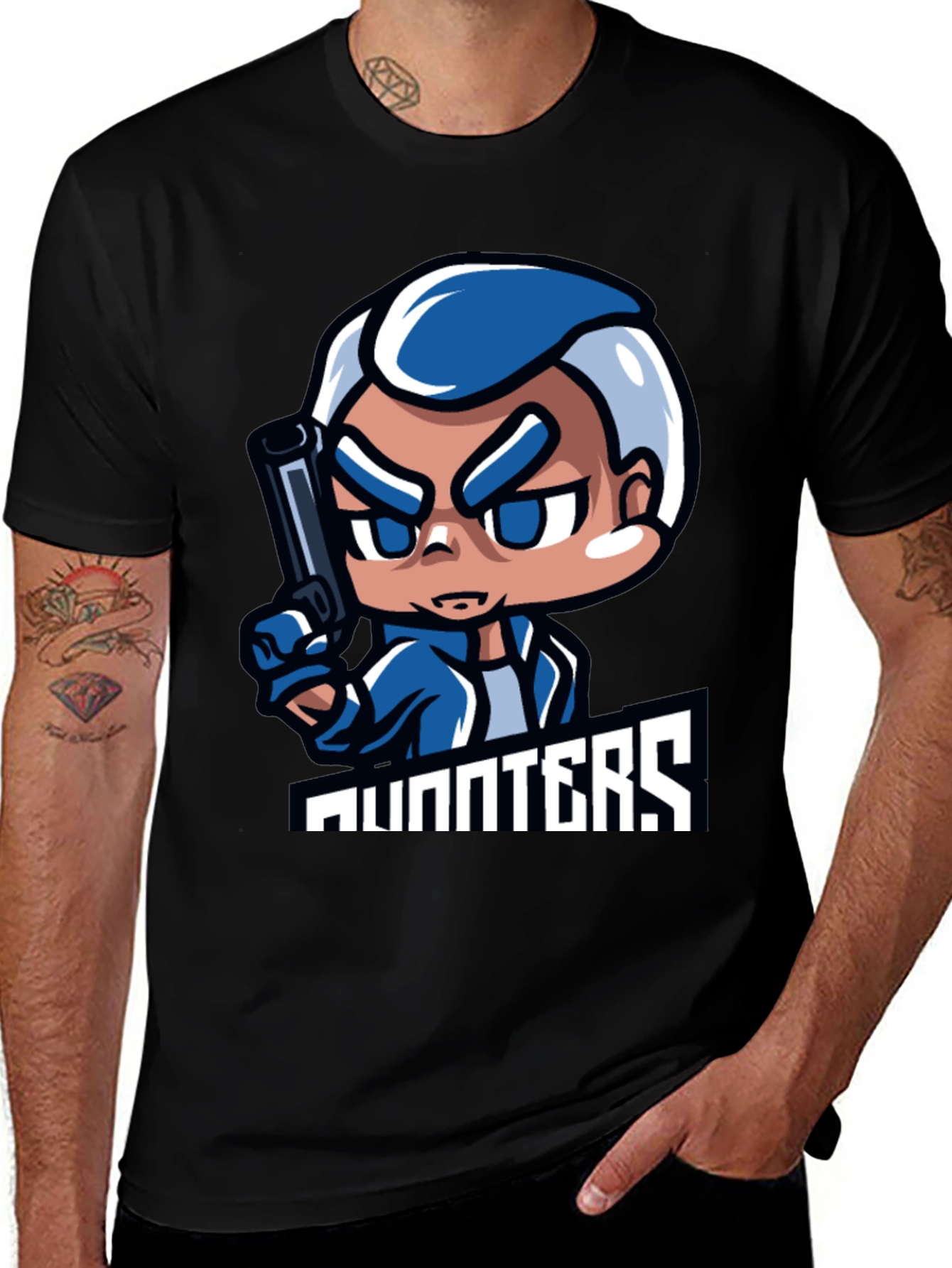 Variant 8 of Hunters Cartoon Graphic Black T-Shirt
