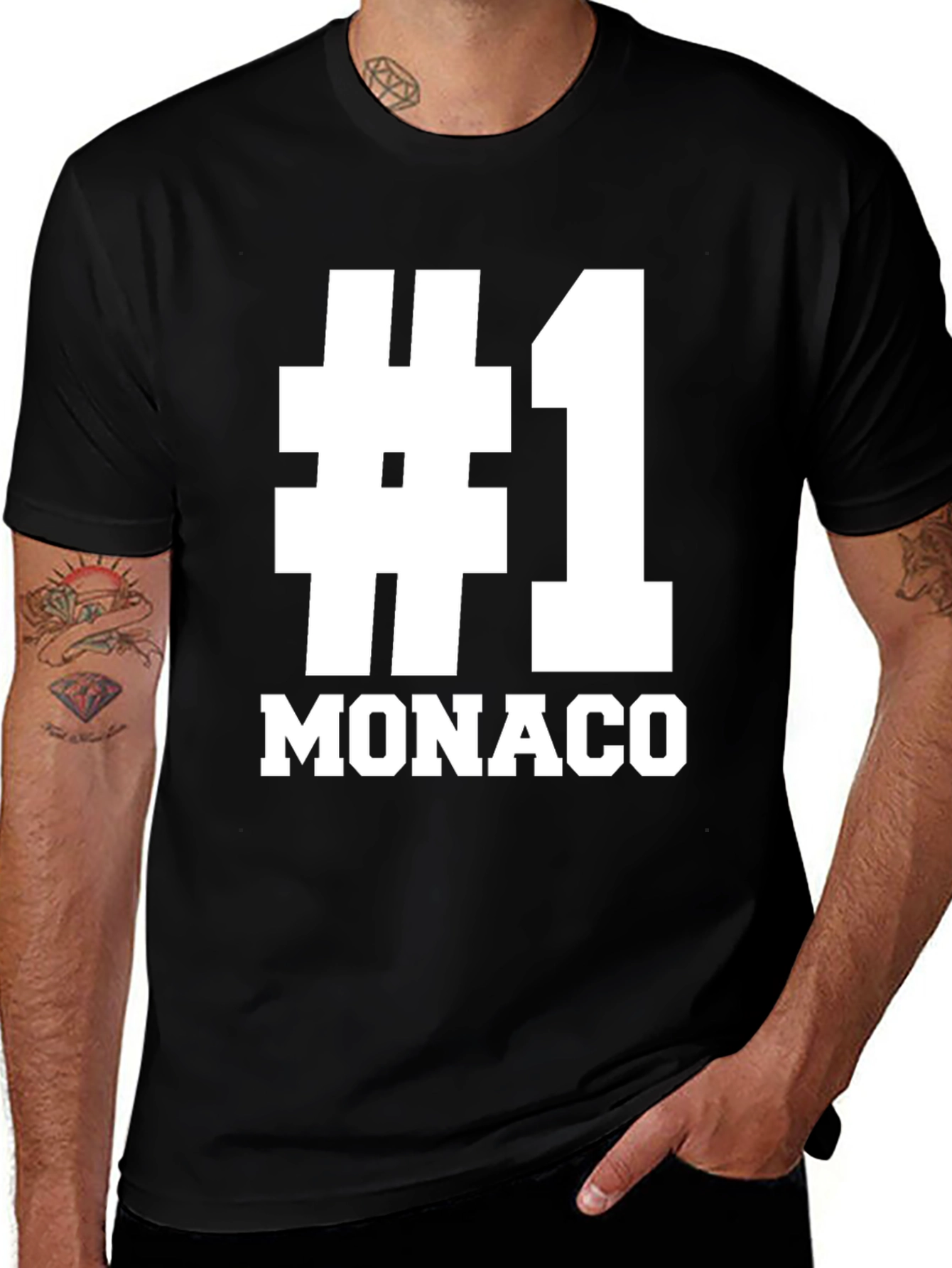 #1 Monaco T-Shirt - Black Cotton Tee