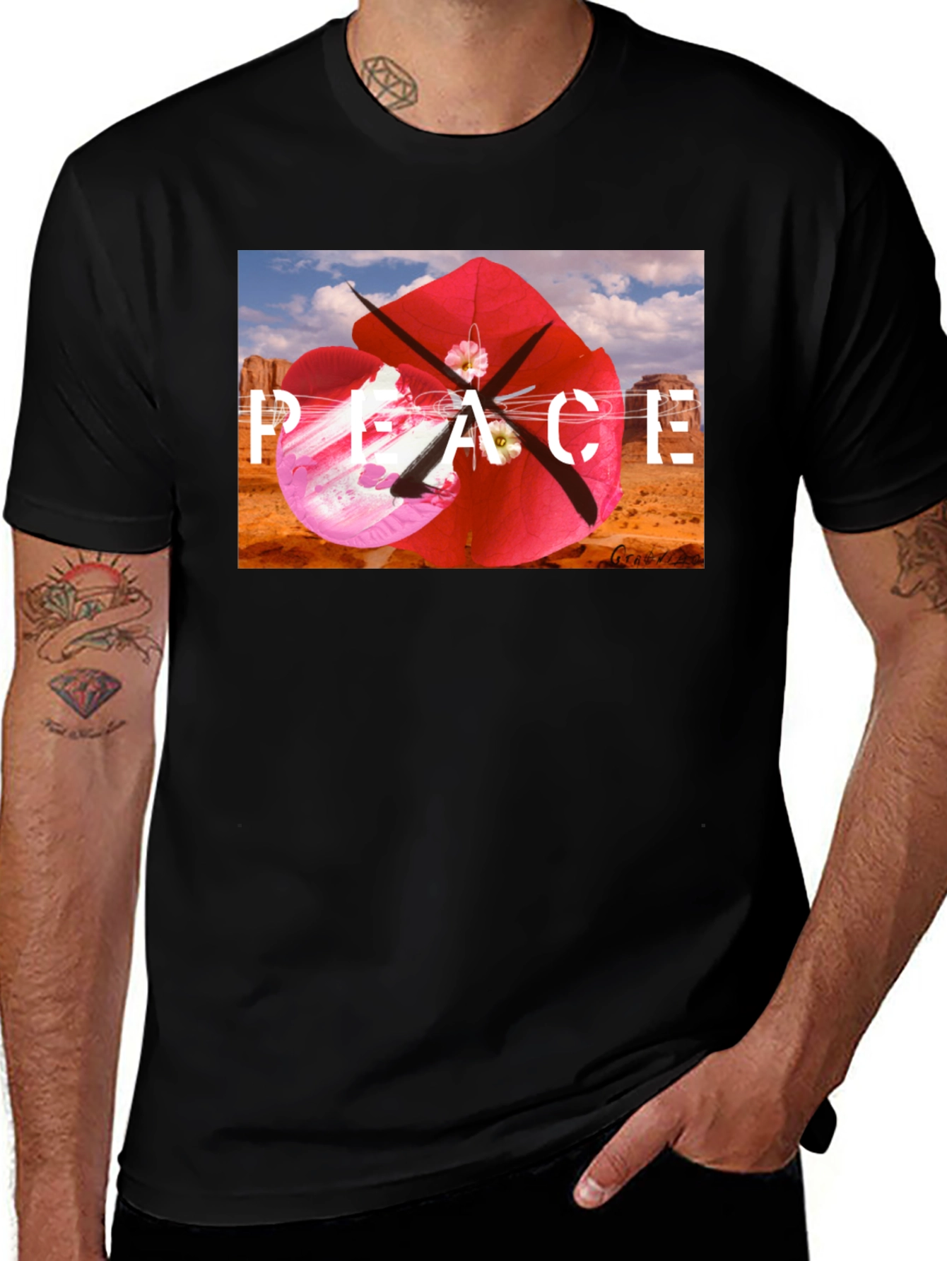 Variant 29 of Peace Kite Black T-Shirt