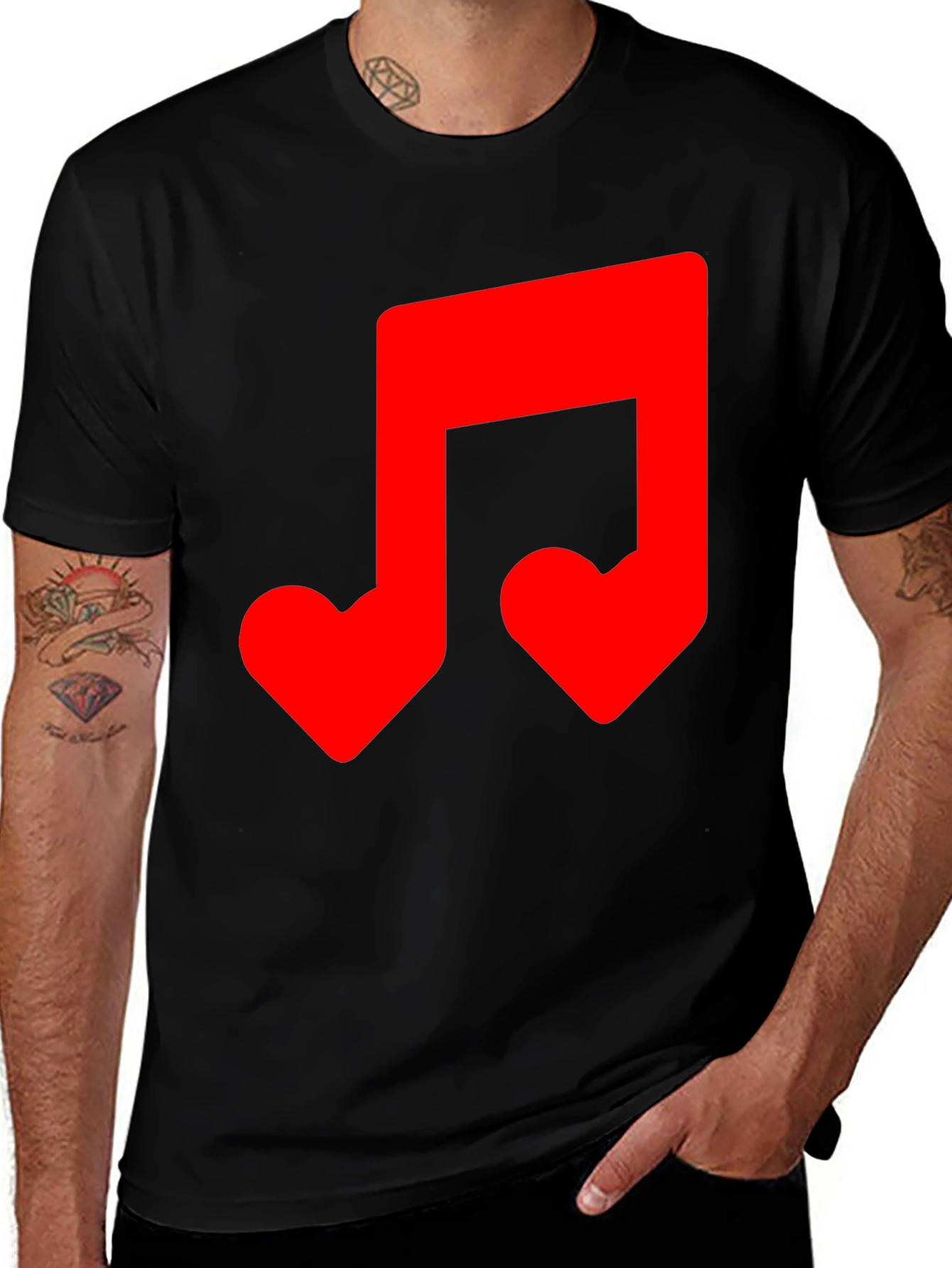 Musical Note Heart T-Shirt - Black