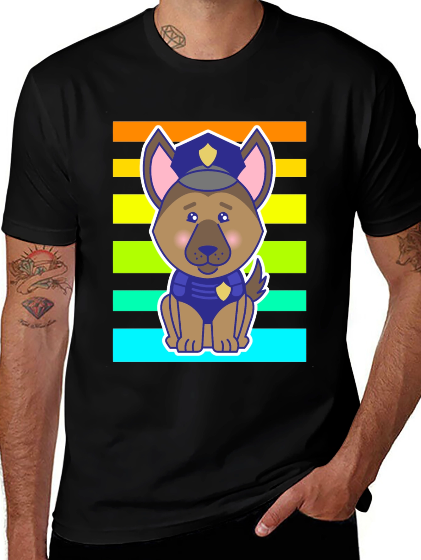 Variant 5 of Police Dog T-Shirt - Cute Cartoon Pup Design