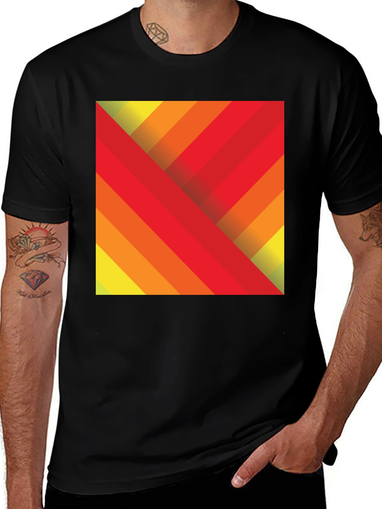 Variant 3 of Retro Stripe Graphic Tee - Black