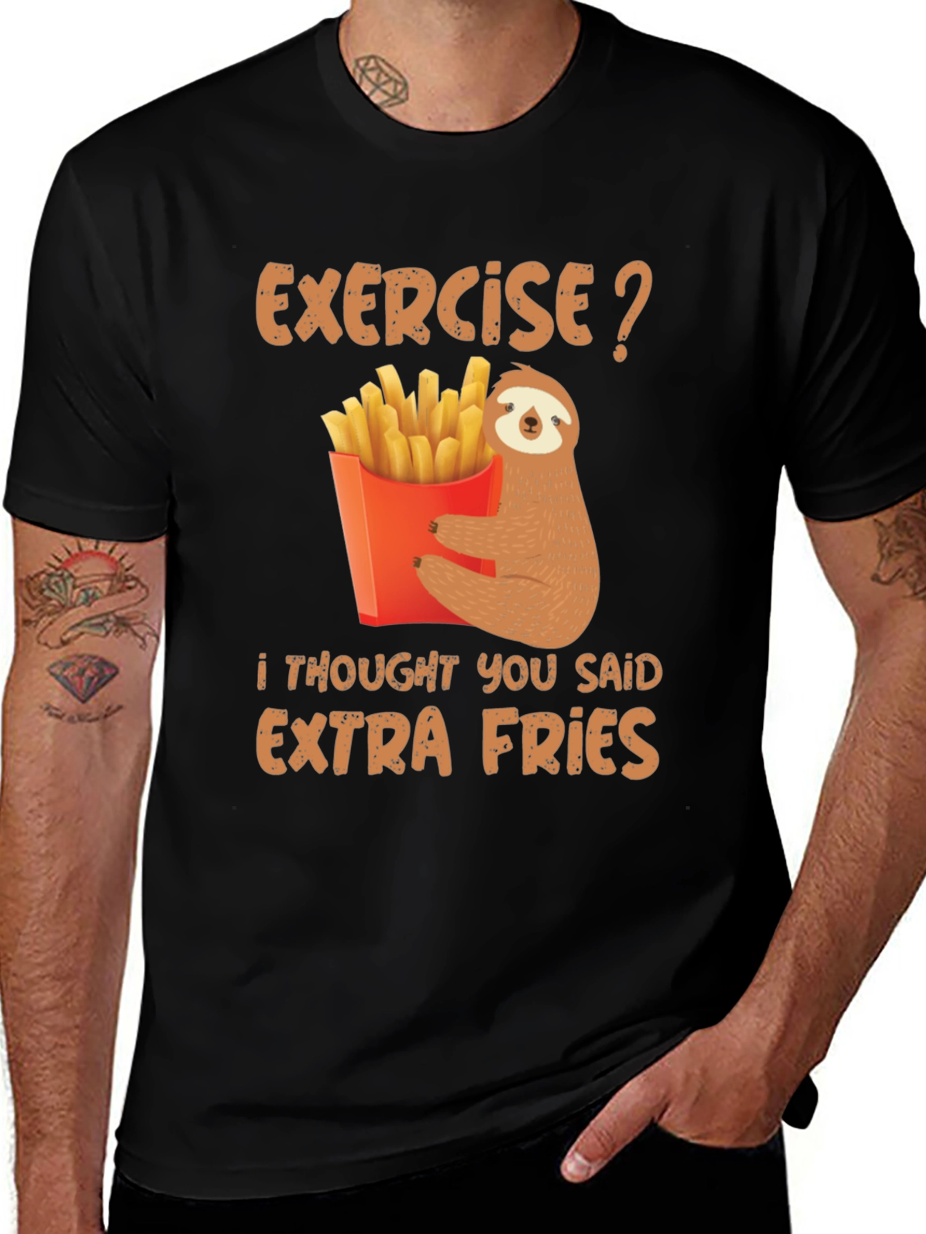 Variant 16 of Exercise? Extra Fries Sloth Graphic Tee