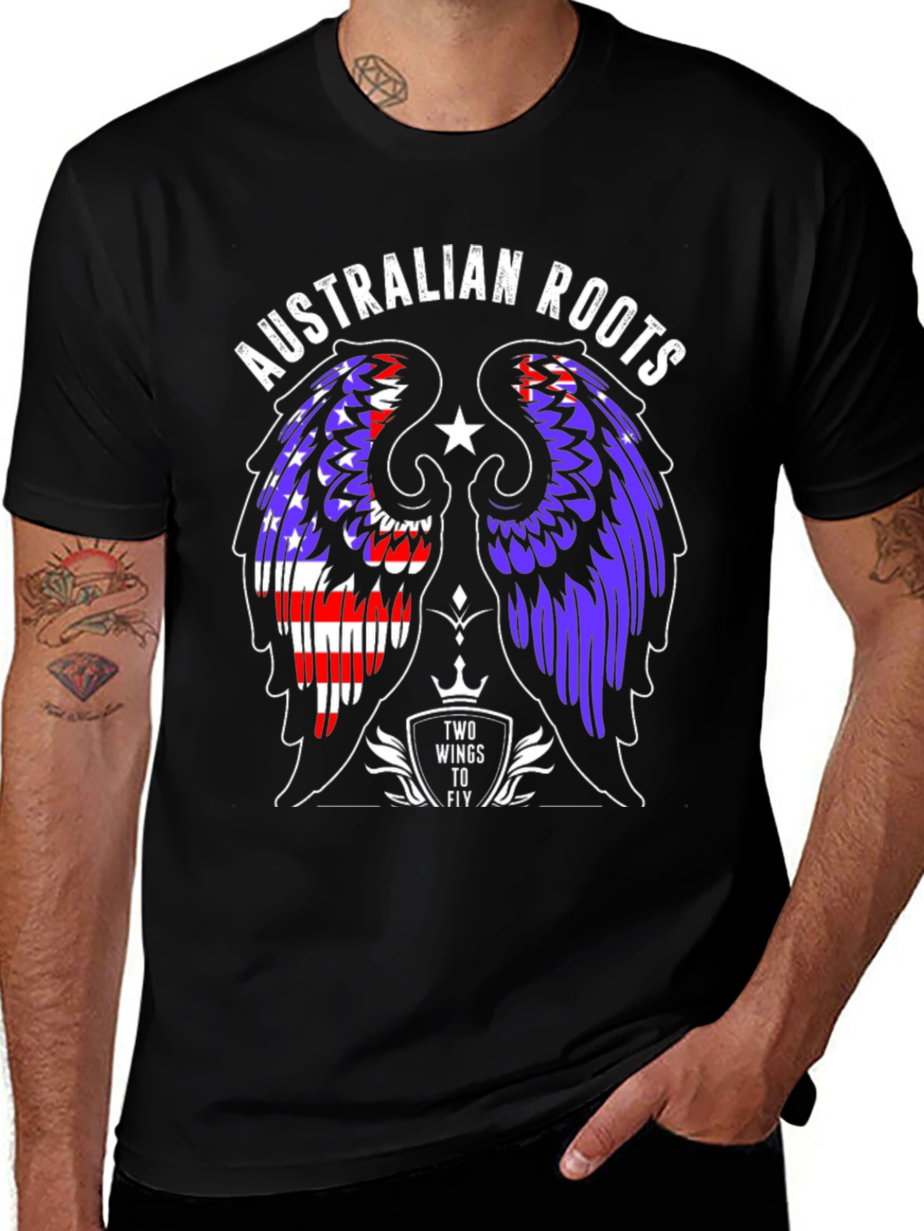 Variant 16 of Australian Roots Wings Graphic Tee - Black