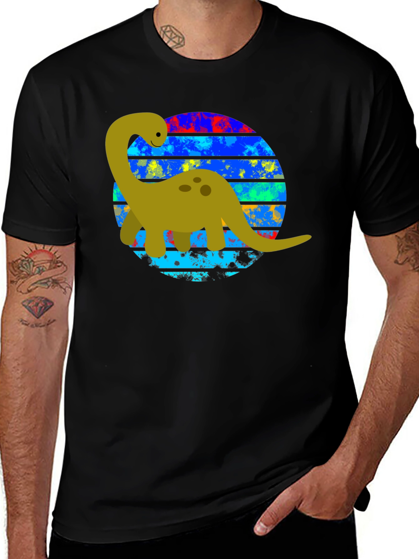 Variant 29 of Dino Sunset Graphic Tee - Black