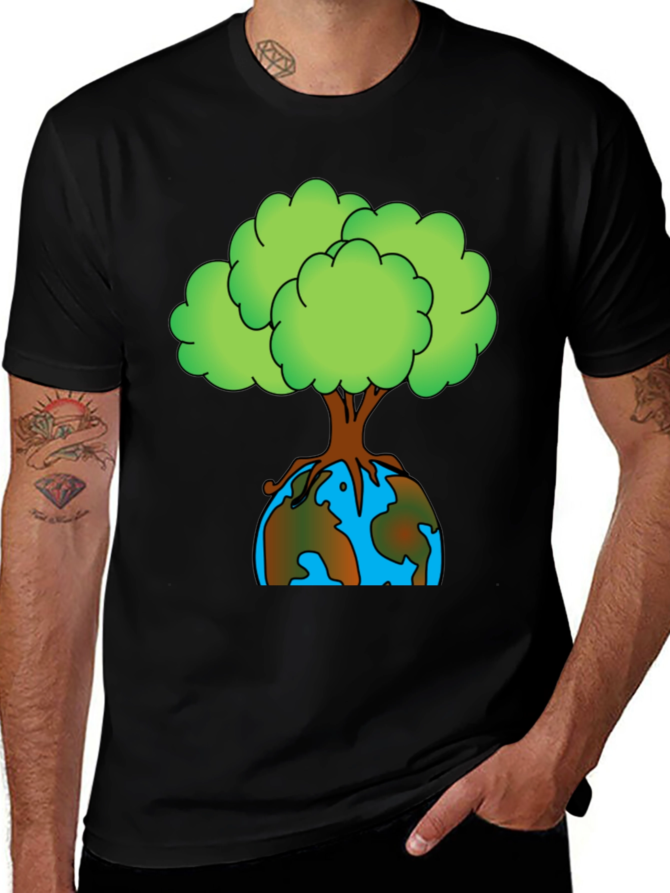 Variant 6 of Earth Day Tree Graphic Tee - Black