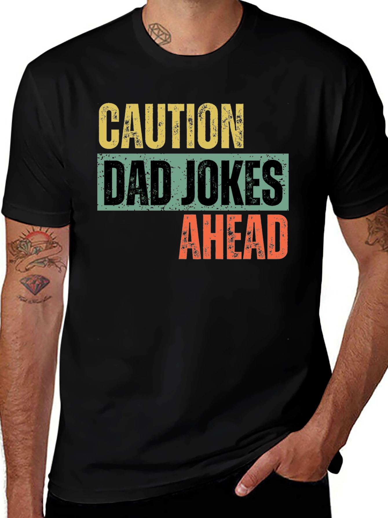 Variant 30 of Caution Dad Jokes Ahead Graphic T-Shirt